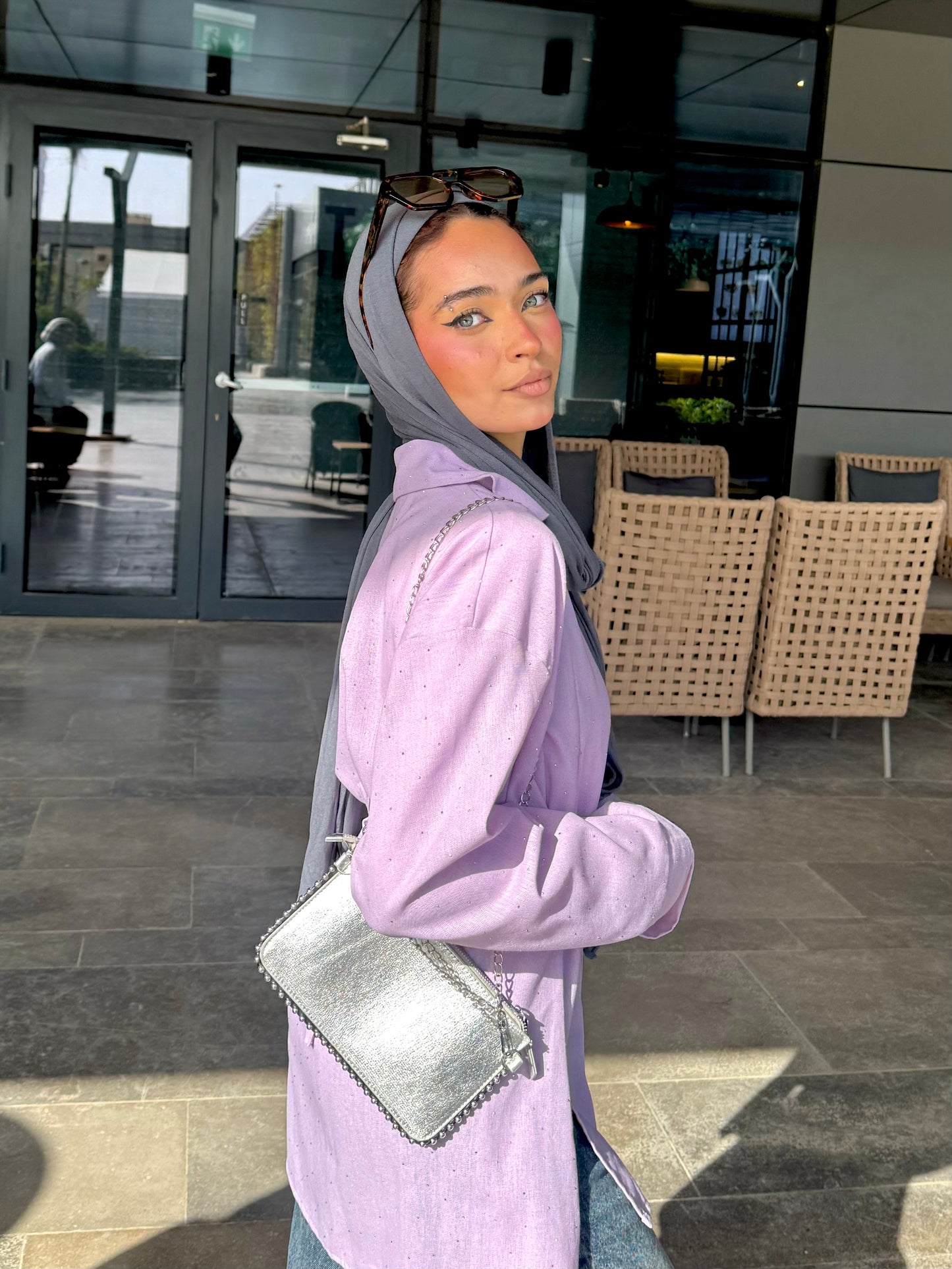 Studded Glam shirt in Lilac