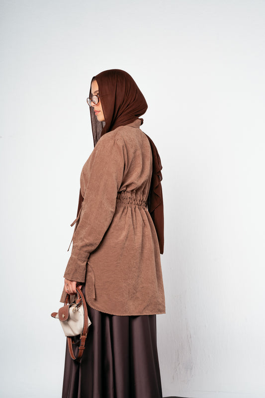 Behind Tie Shirt in Brown