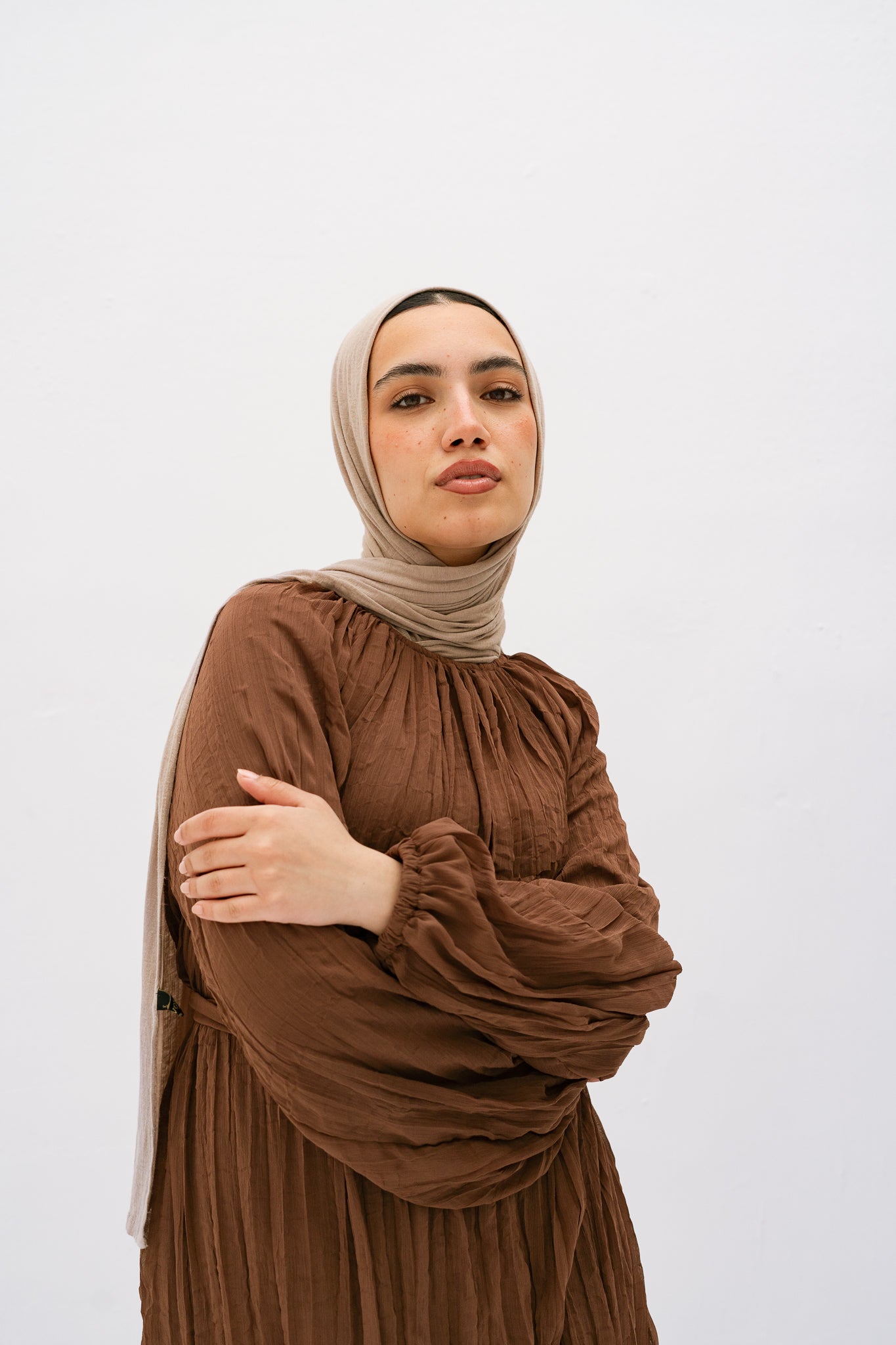 Nazly crushed dress in Brown