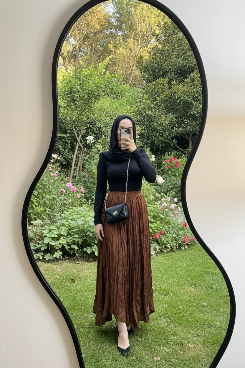 Anne Crushed skirt in Brown