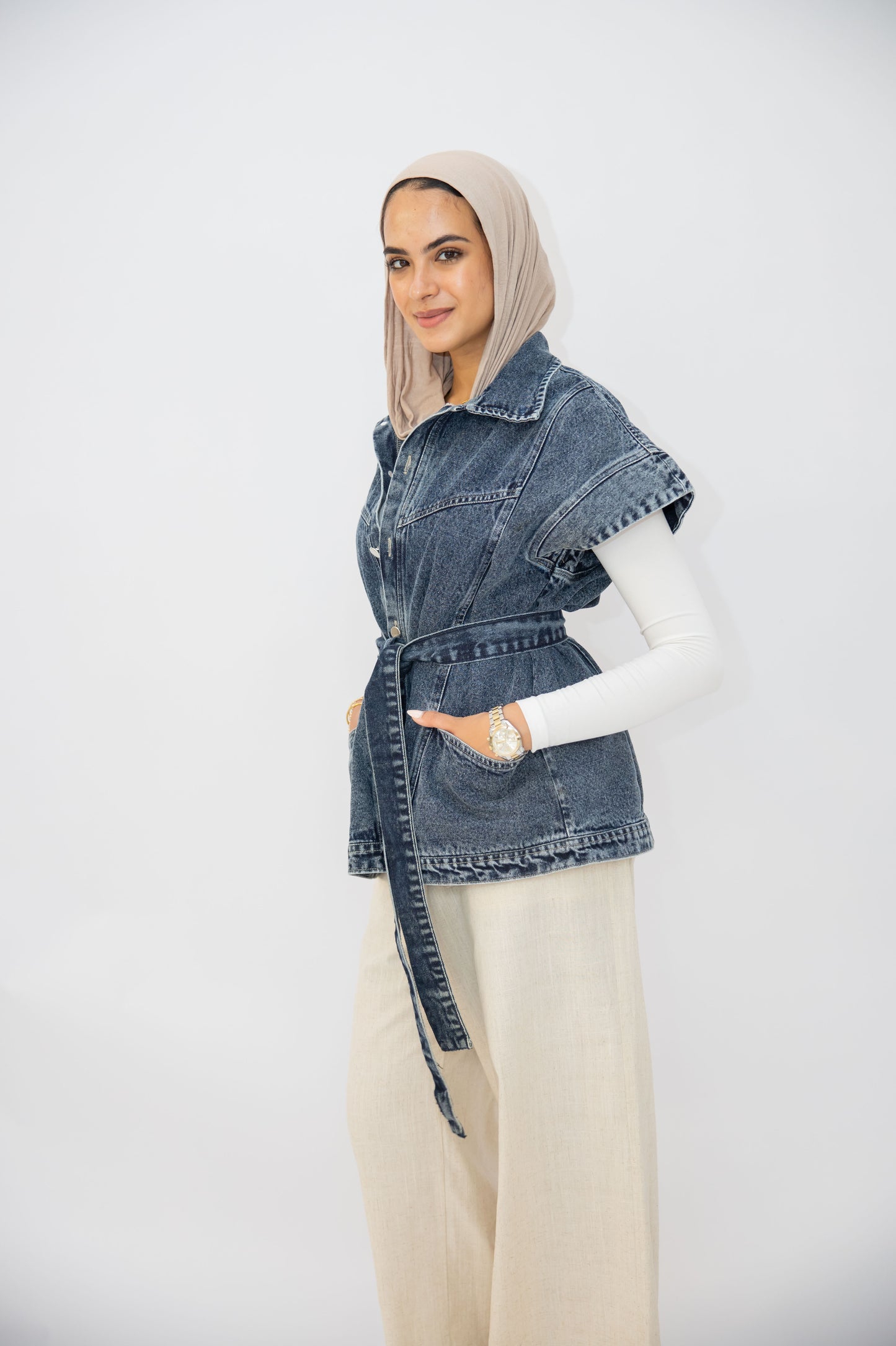 Denim Vest in Dark blue