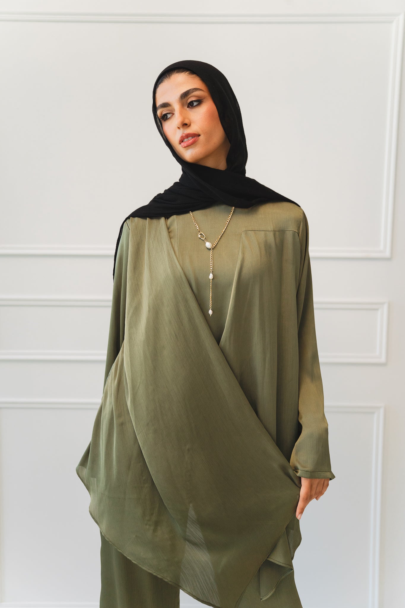Luxe Drapped Set in Olive