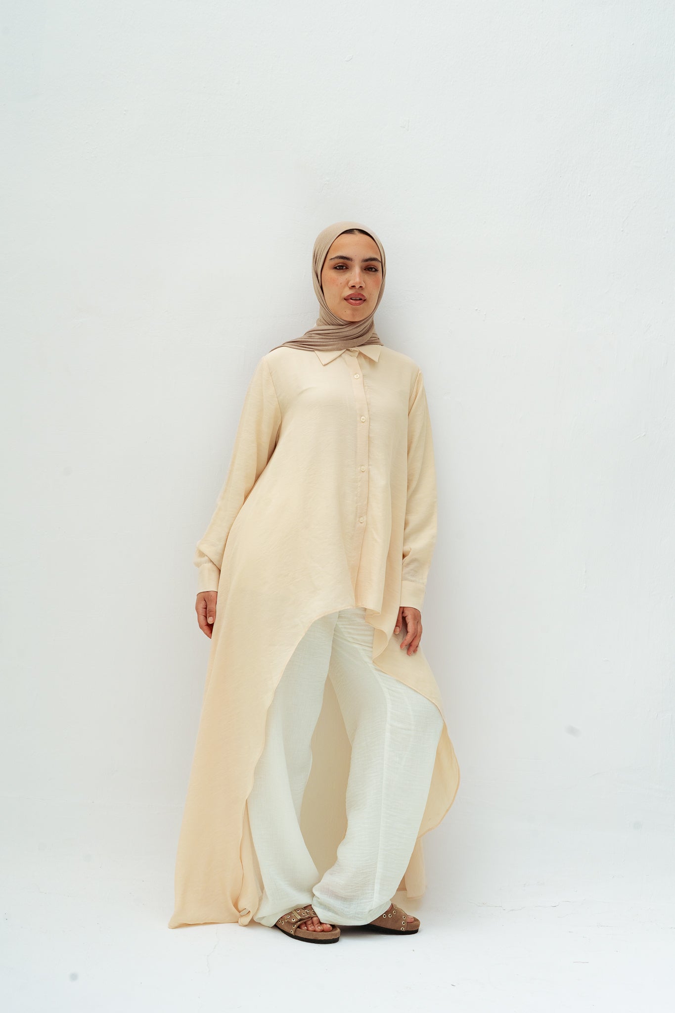 Draped Asymmetrical Top in Cream