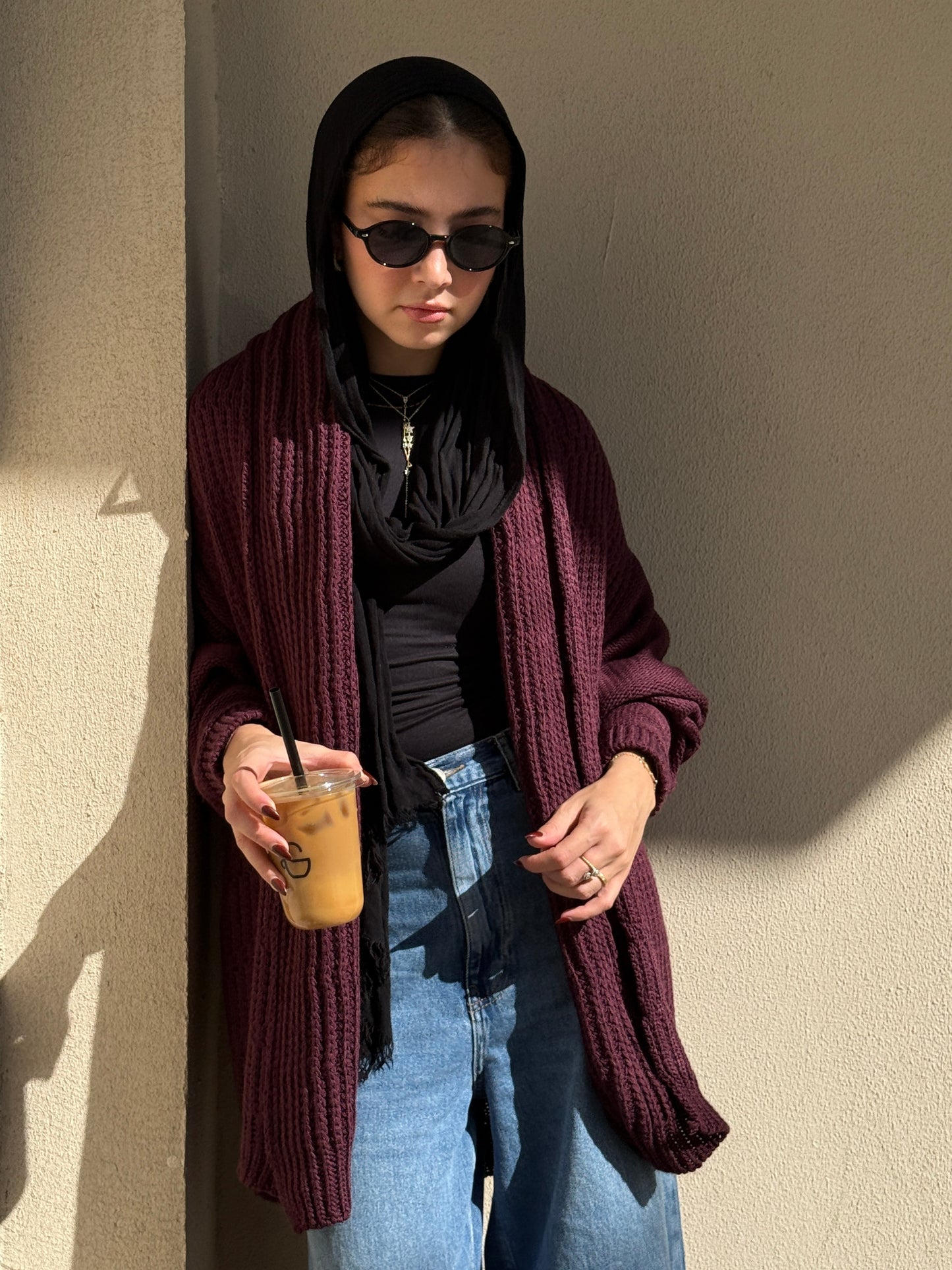 The Warm Hug Knit Cardigan in Burgundy