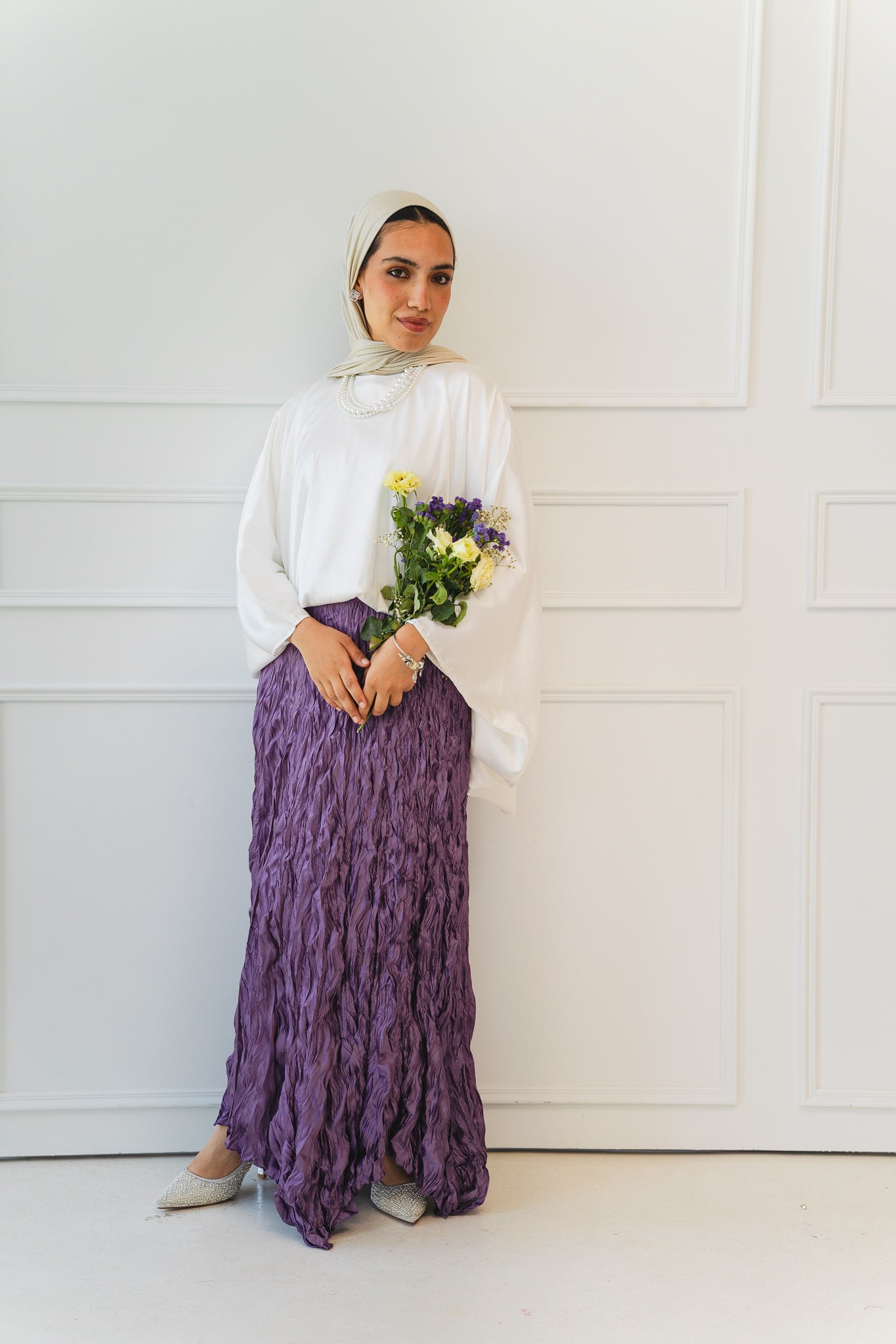 Anne Crushed skirt in Mauve