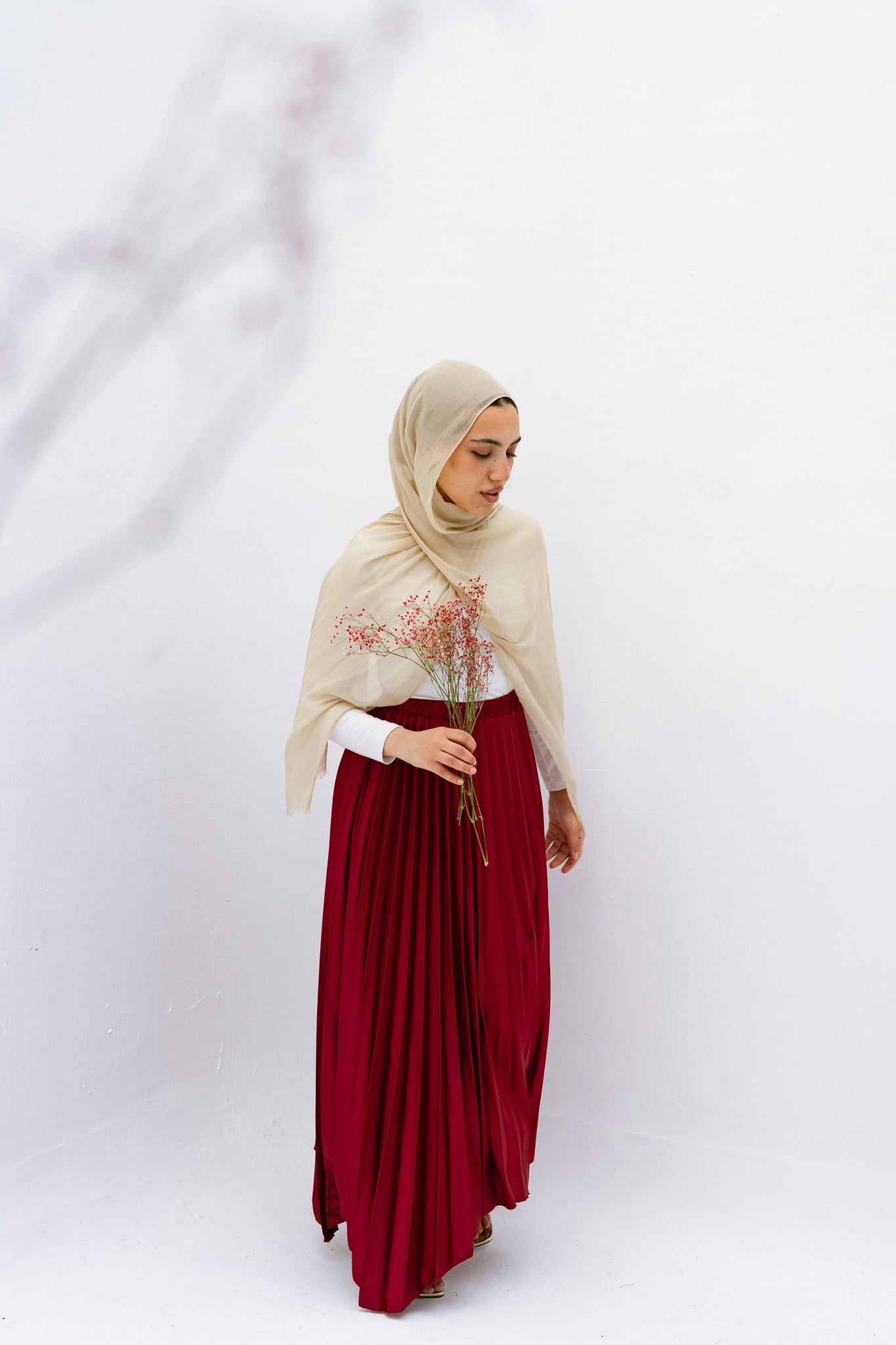 Ash Asymmetrical Skirt in Burgundy