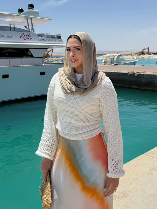 Seashell Wrap Top in Off-white