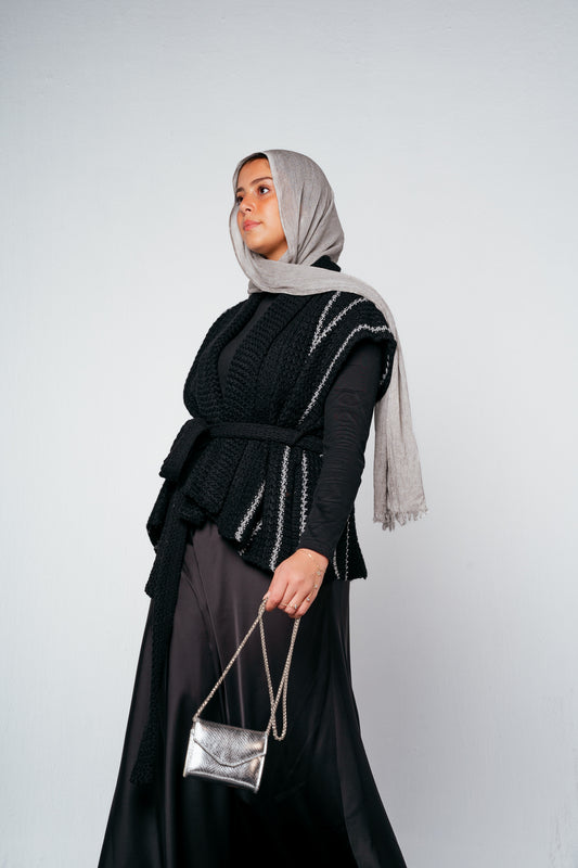Silver Threads Knit Vest in Black