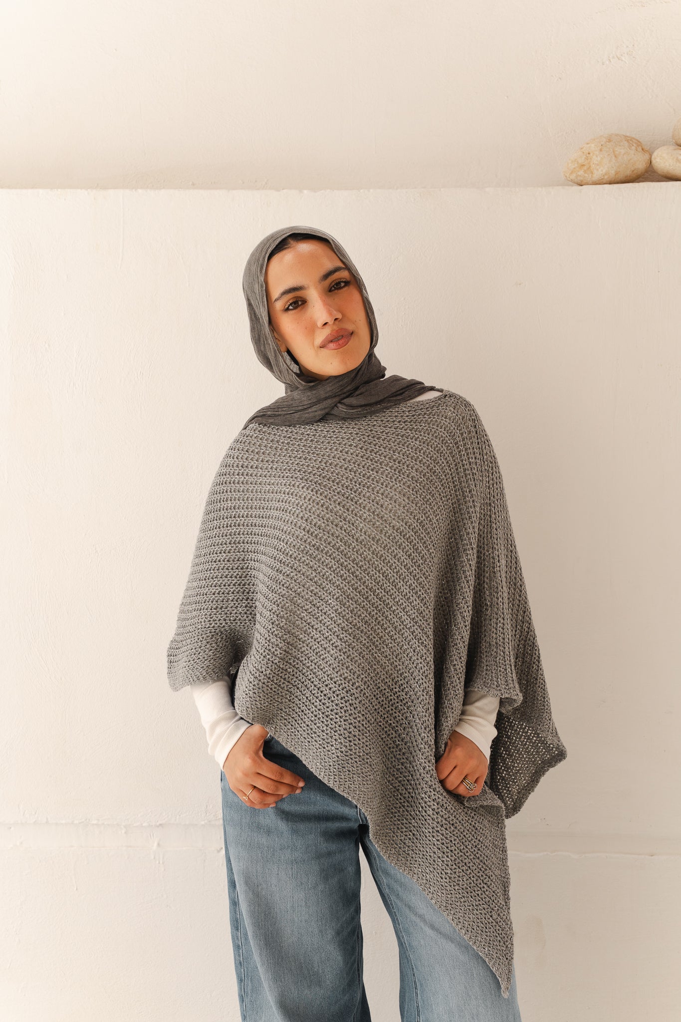 Lumira Cape Top in Shimmer Grey