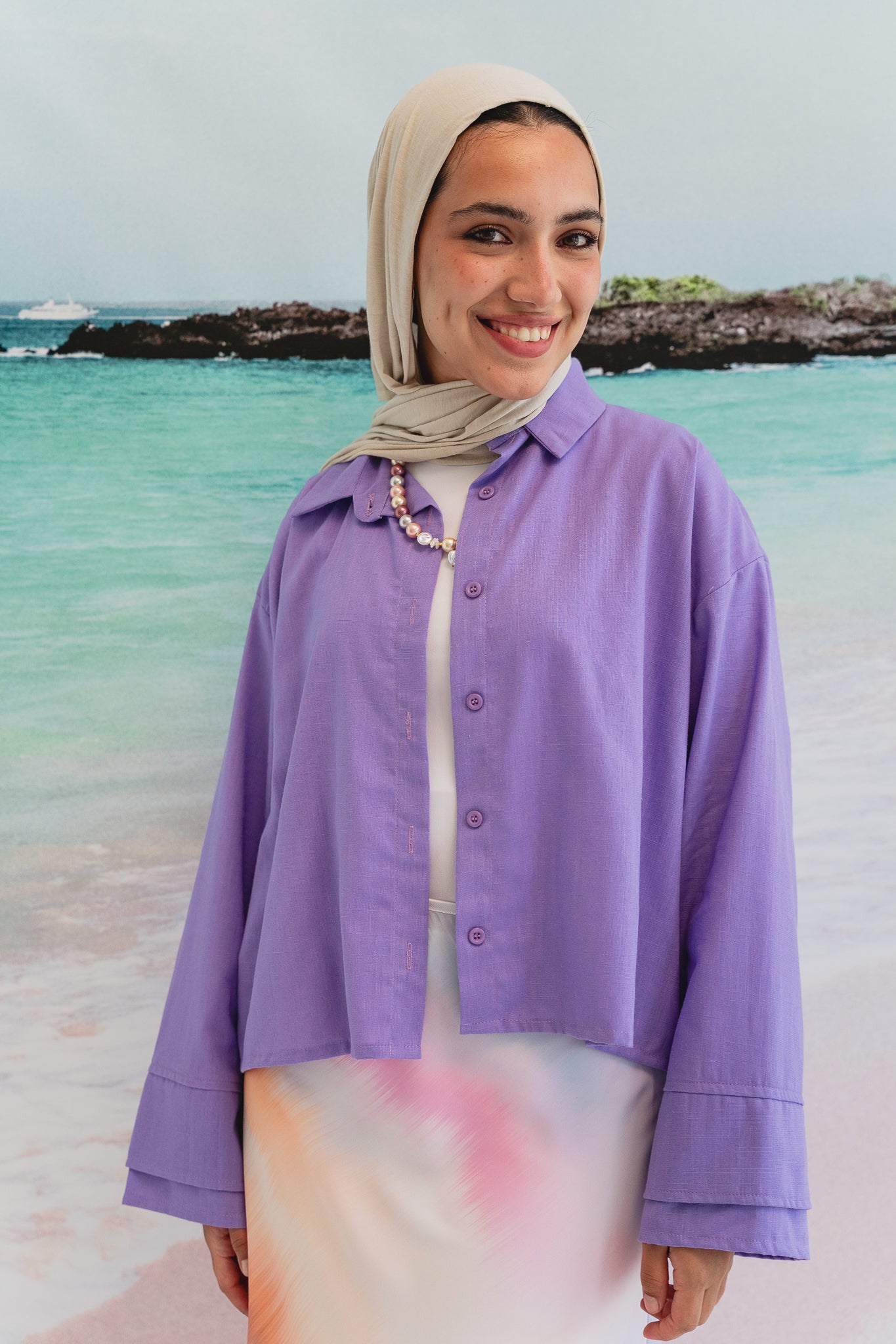 Pastel cloud cropped shirt in Lilac