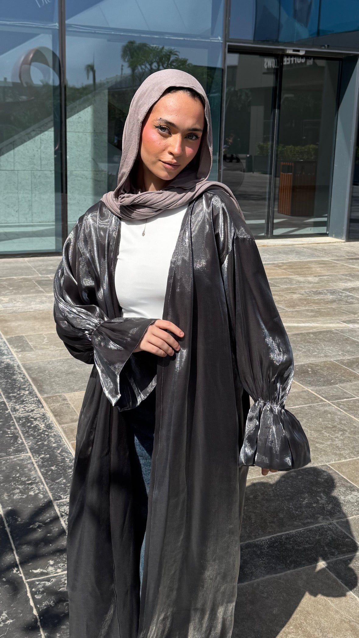 Layal shimmery kimono in Silver