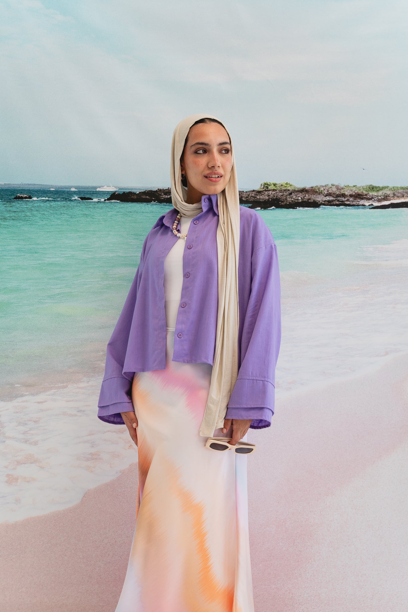 Pastel cloud cropped shirt in Lilac