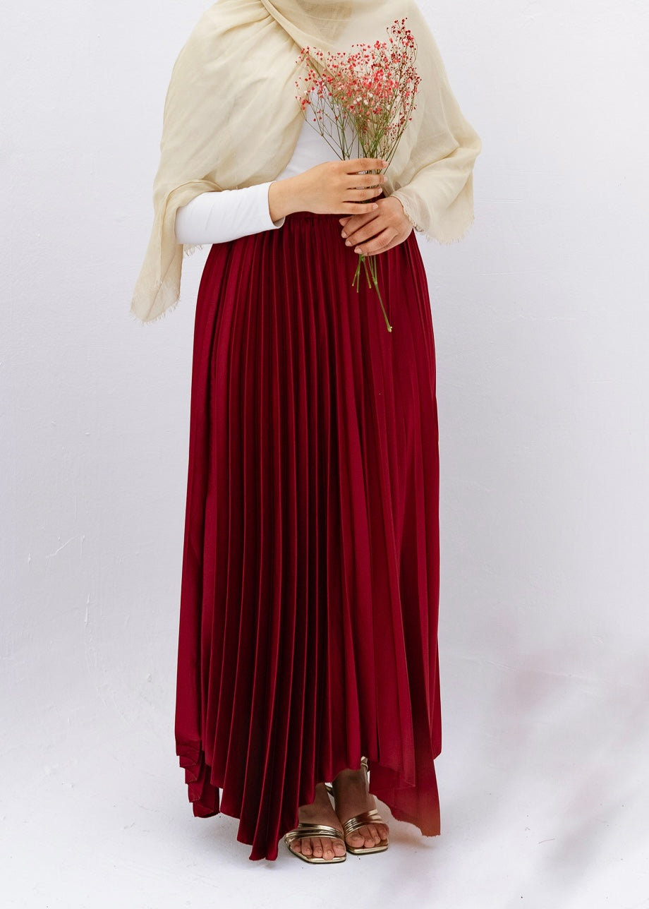 Ash Asymmetrical Skirt in Burgundy