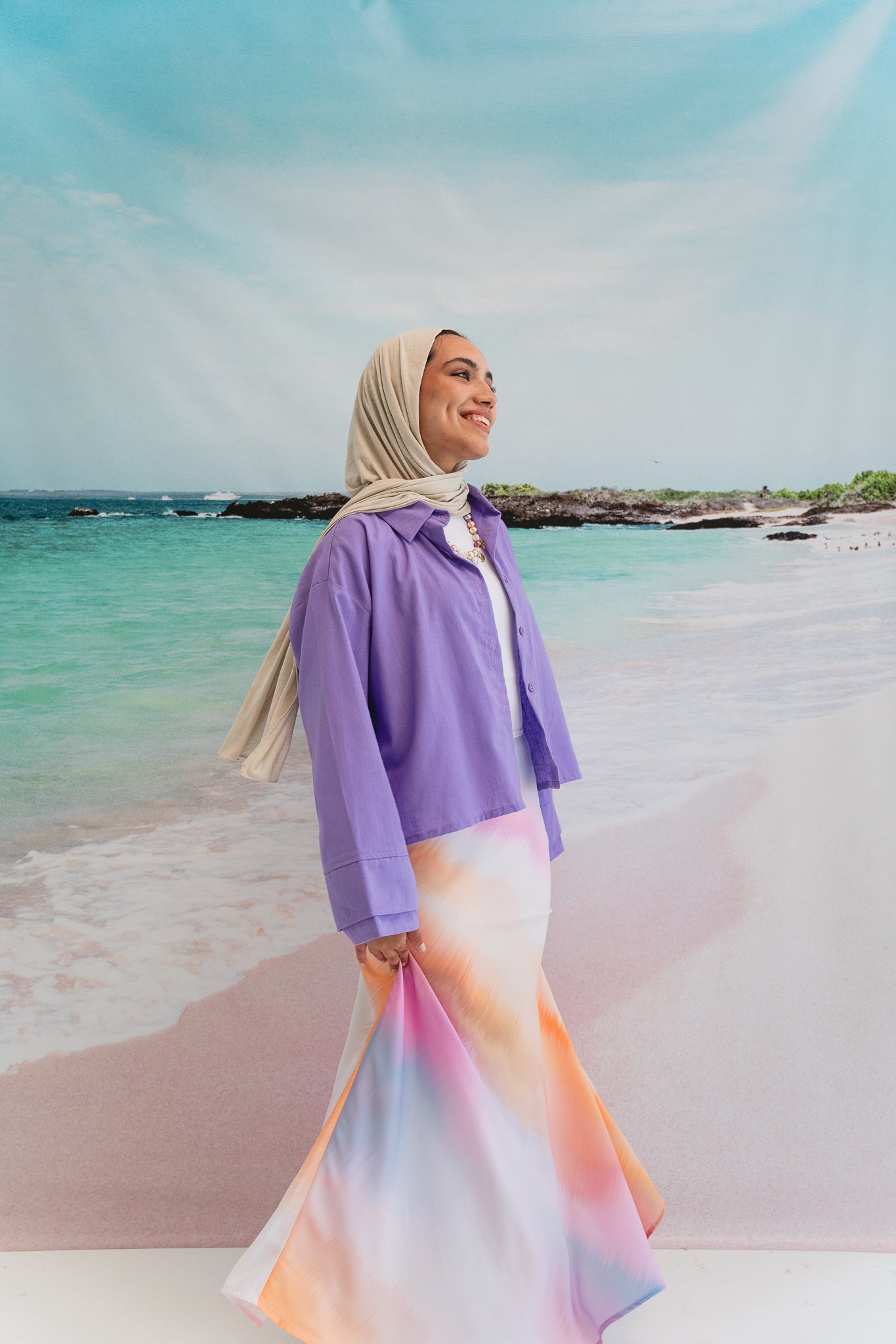 Pastel cloud cropped shirt in Lilac
