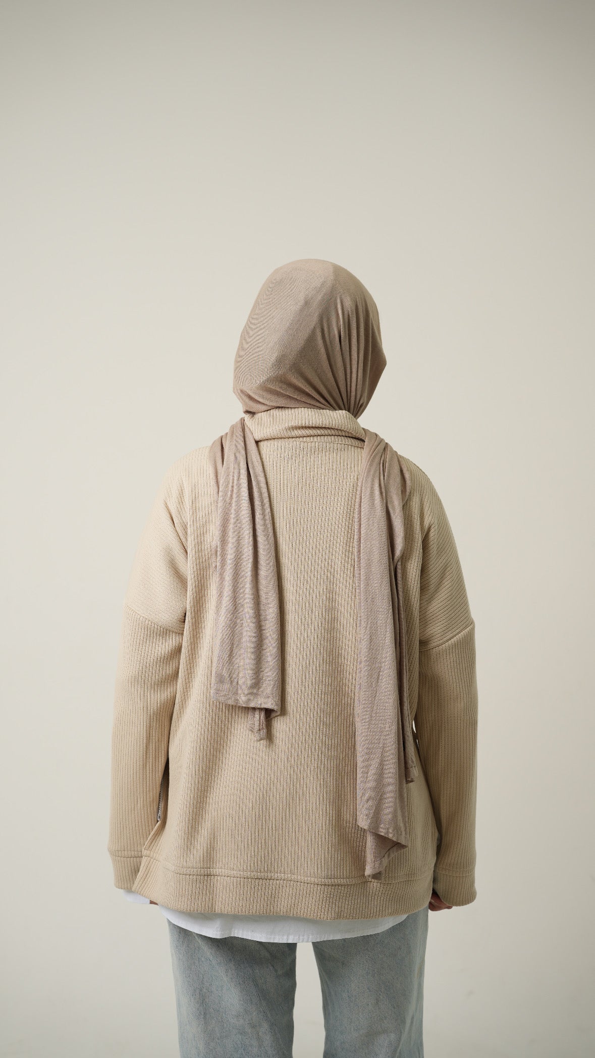Zip-Up Sweater in Beige