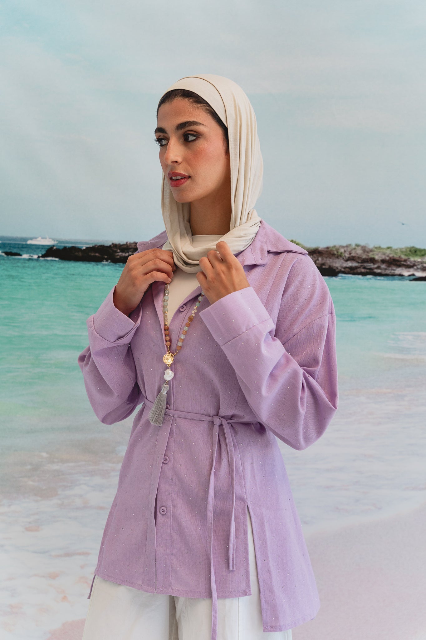 Studded Glam shirt in Lilac