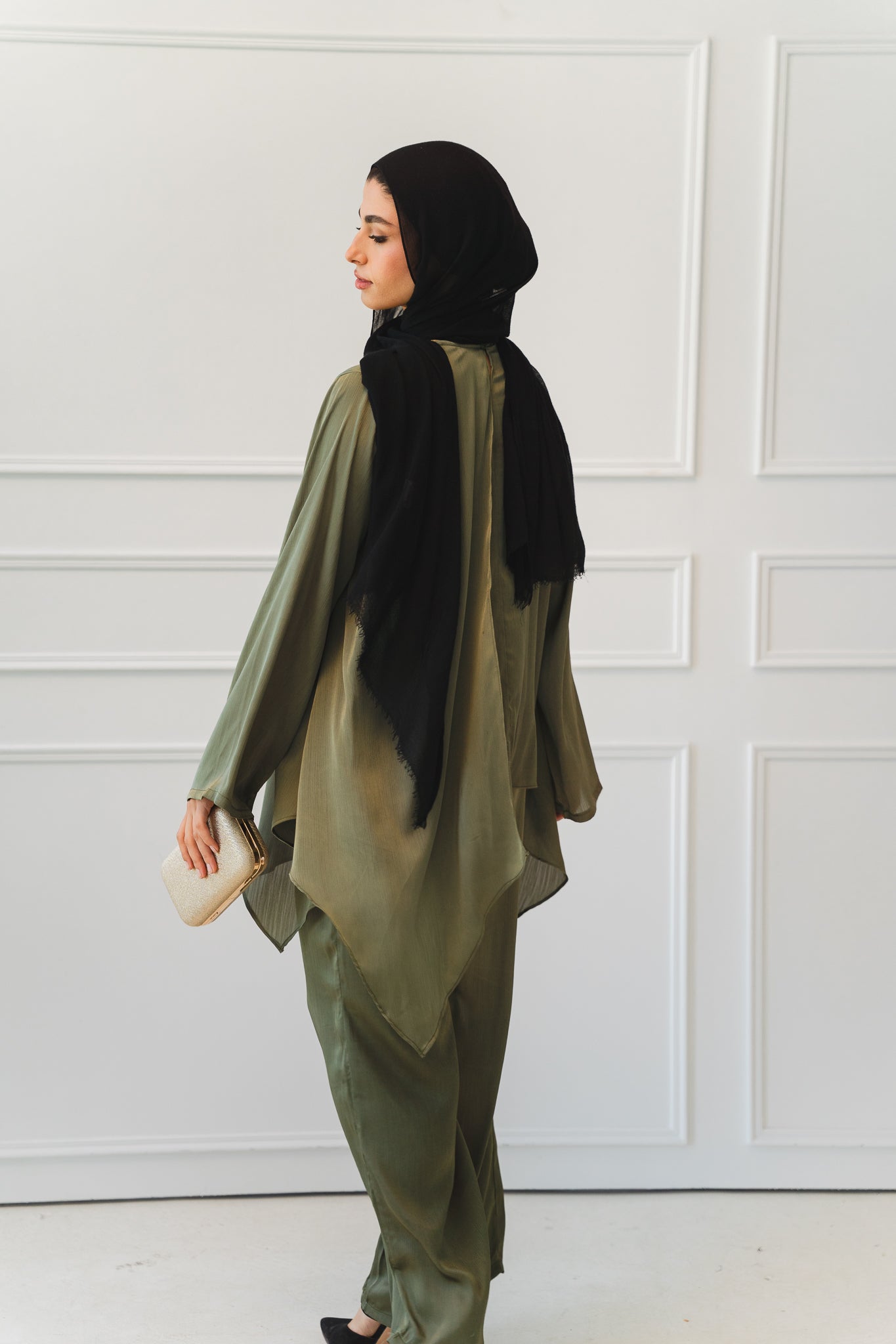 Luxe Drapped Set in Olive