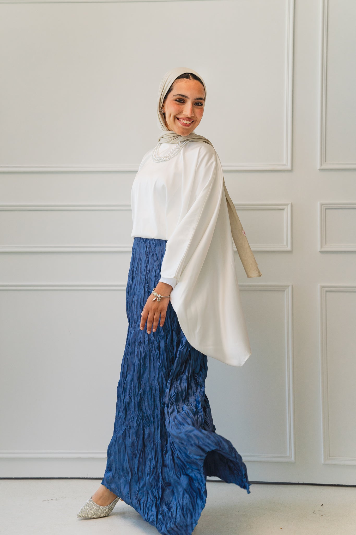 Anne Crushed skirt in Azure blue