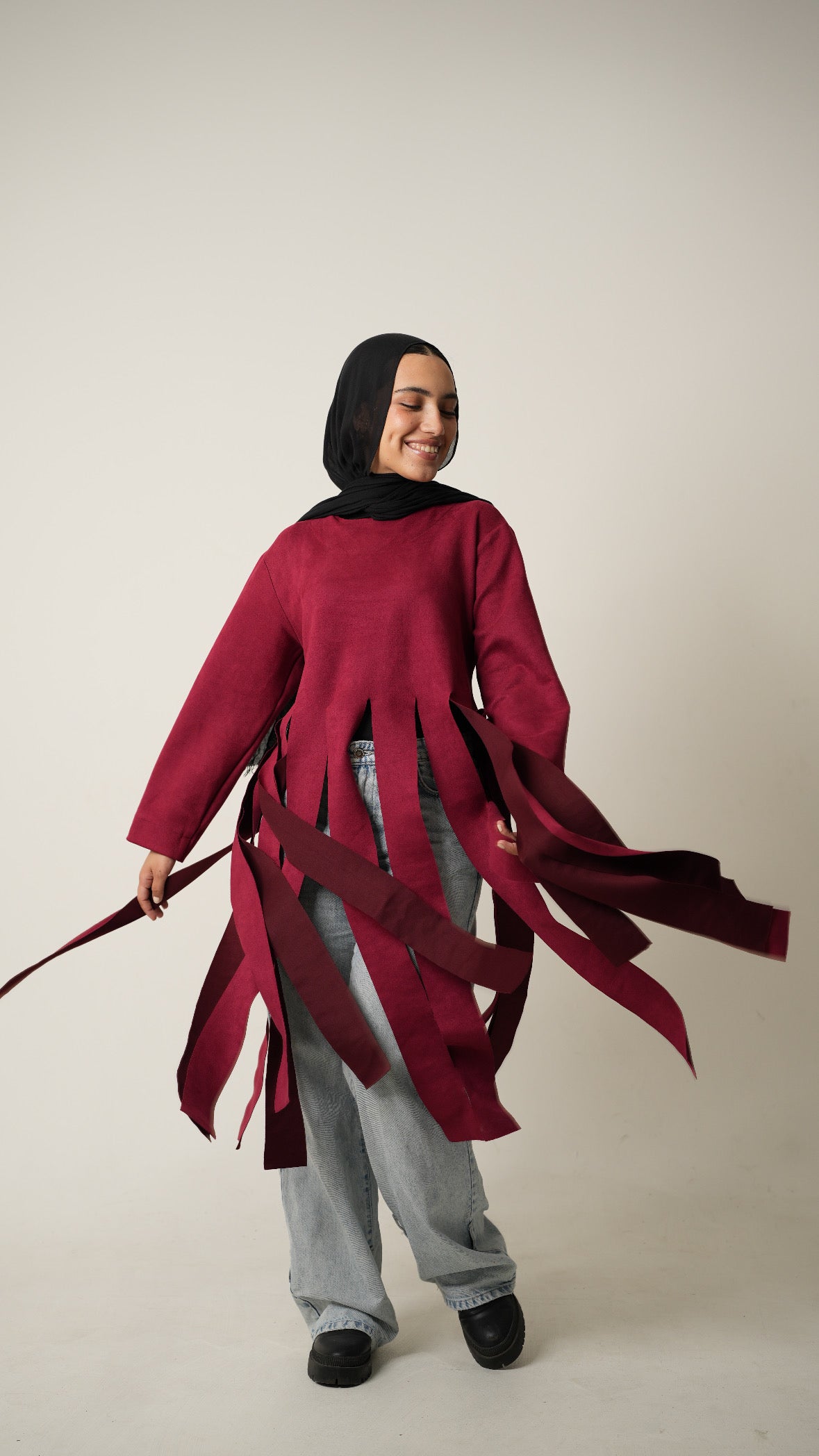 Fall in Fringes Top in Burgundy