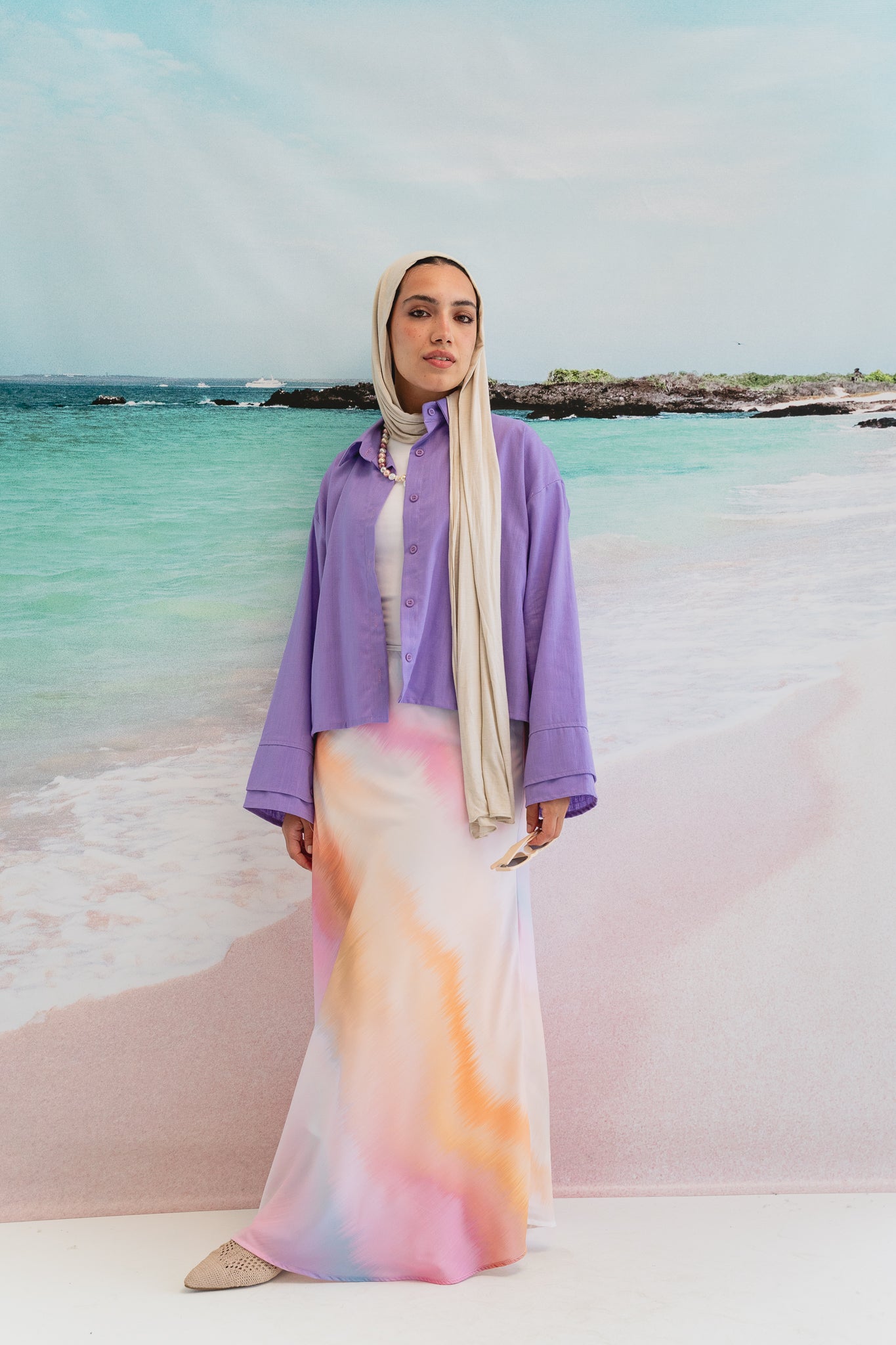 Pastel cloud cropped shirt in Lilac
