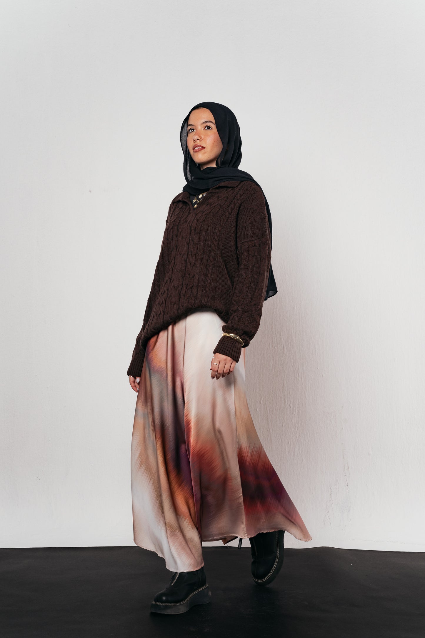 Rosewood Mist Satin Skirt