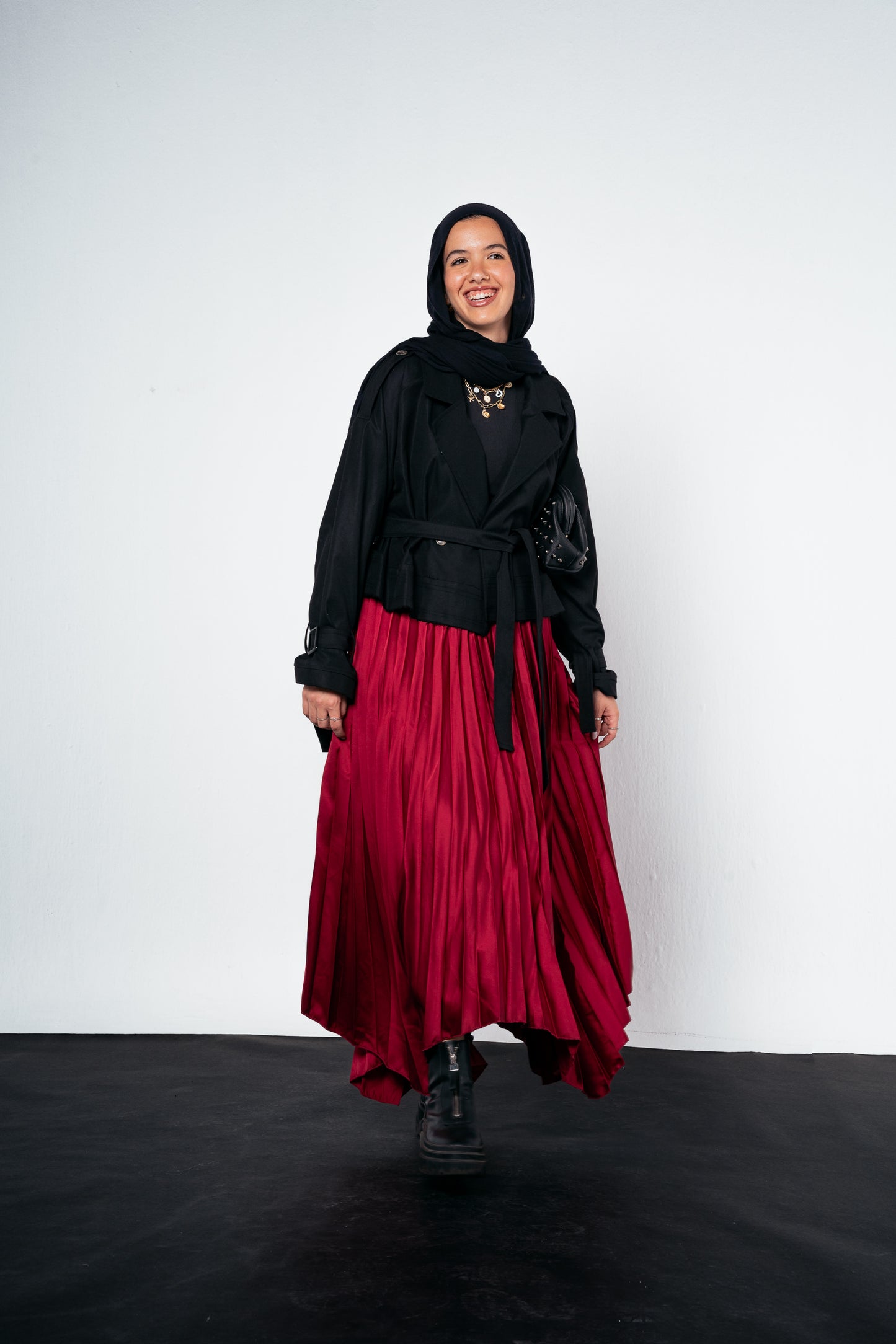Ash Asymmetrical Skirt in Burgundy