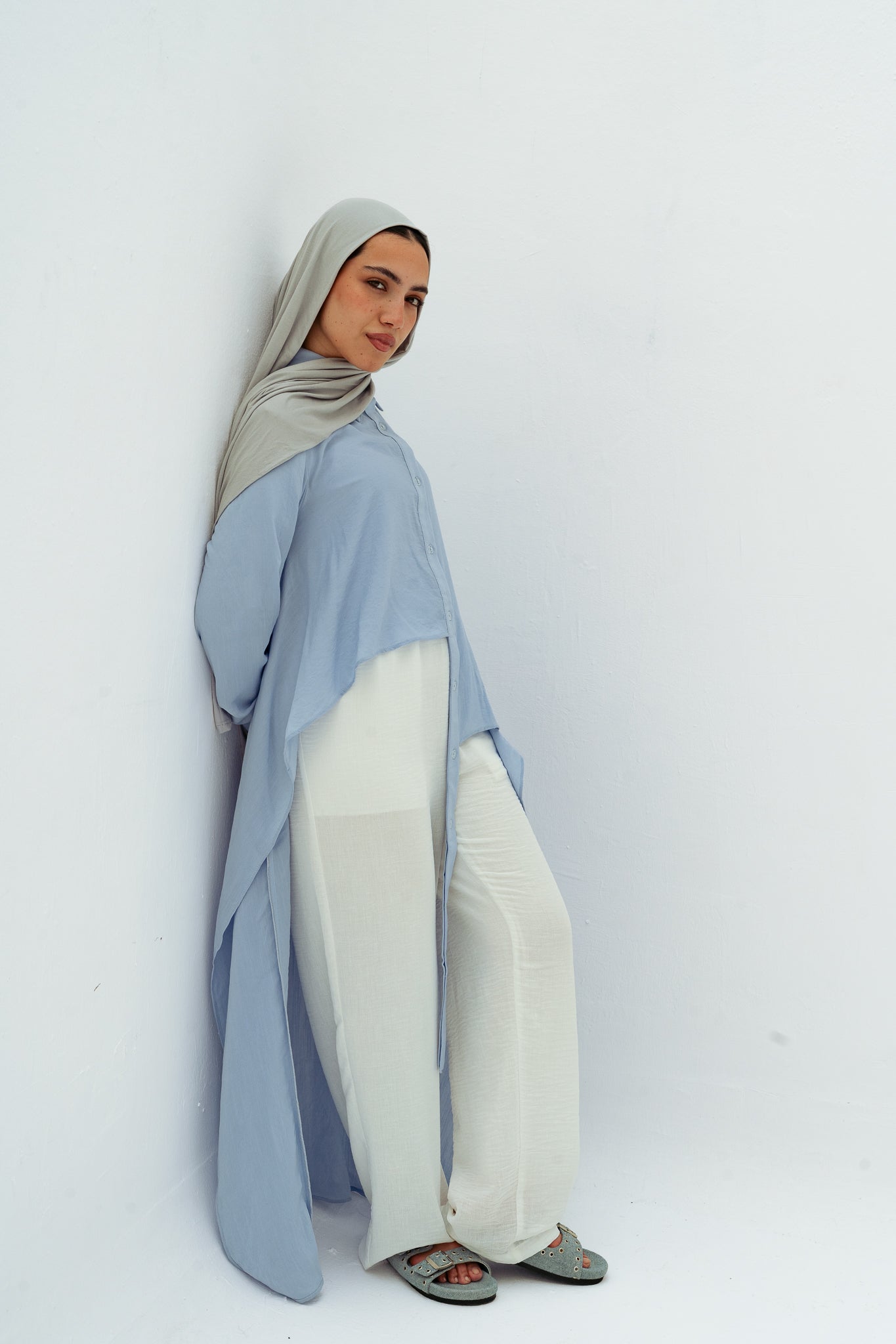 All Around Asymmetric Top in Baby blue