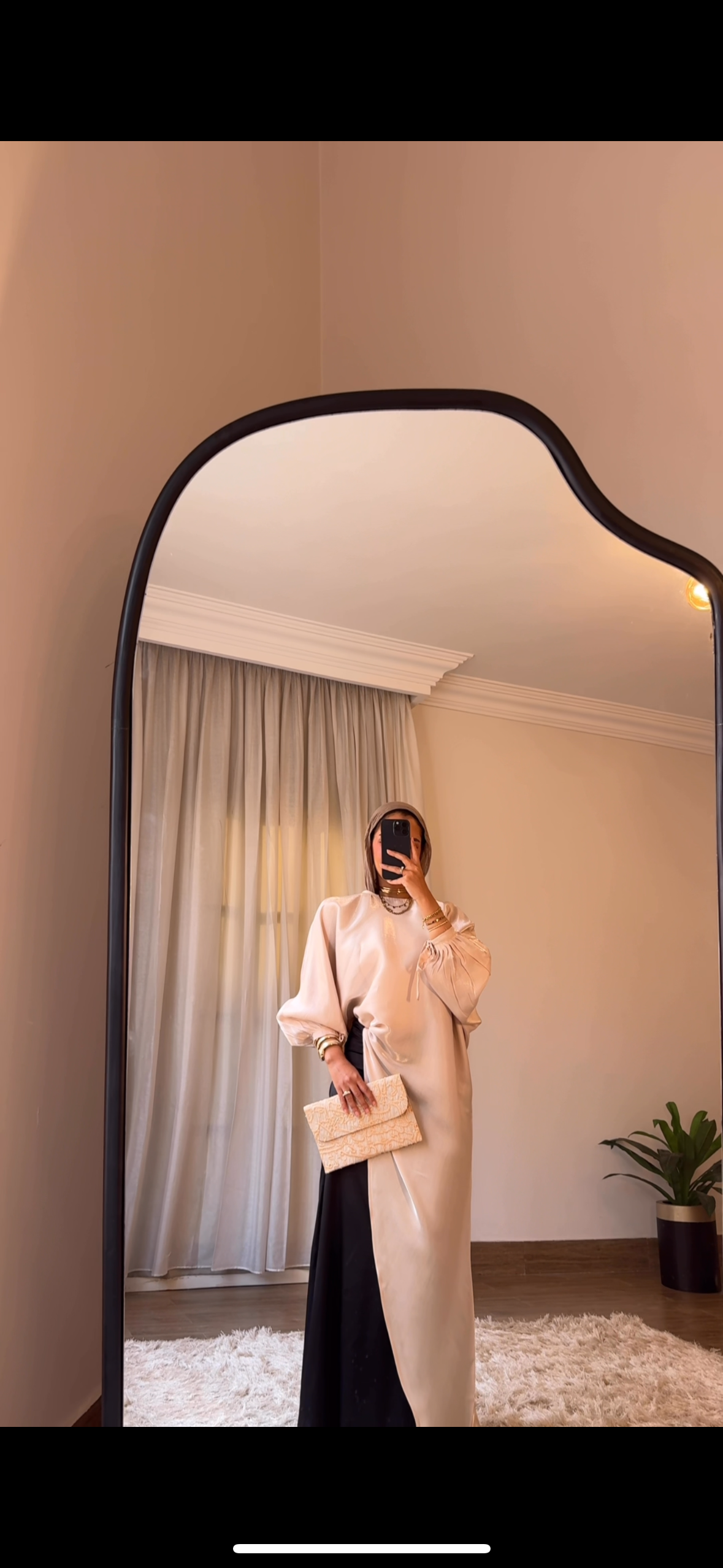 Asymmetrical Shimmer Top in Beige