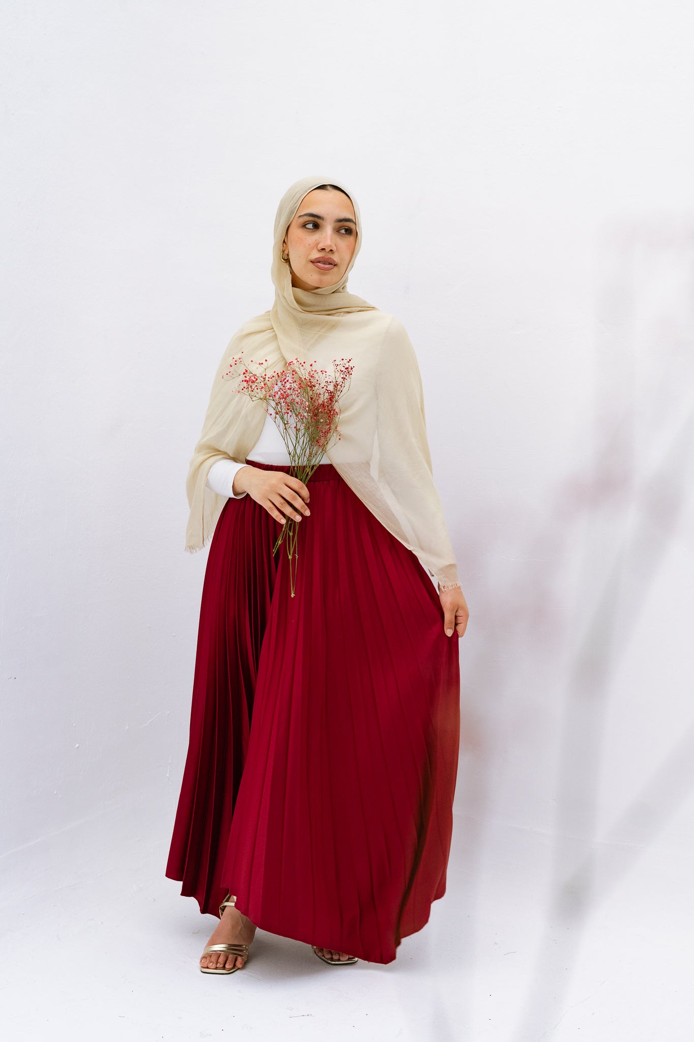 Ash Asymmetrical Skirt in Burgundy