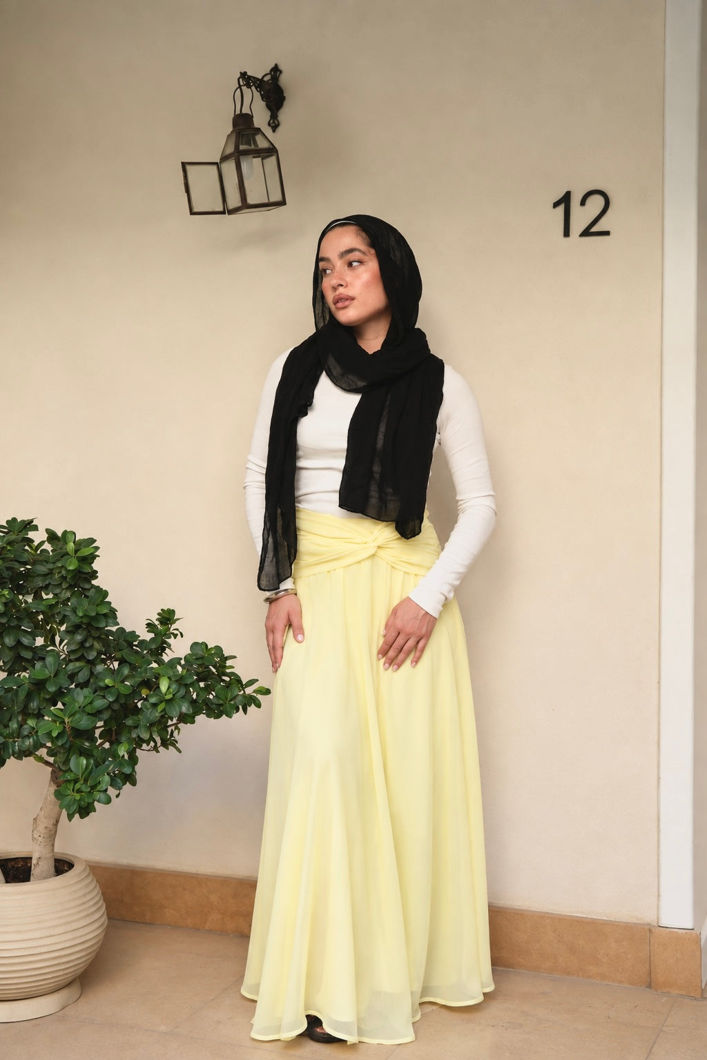 Ruby Twisted Skirt in Butter yellow
