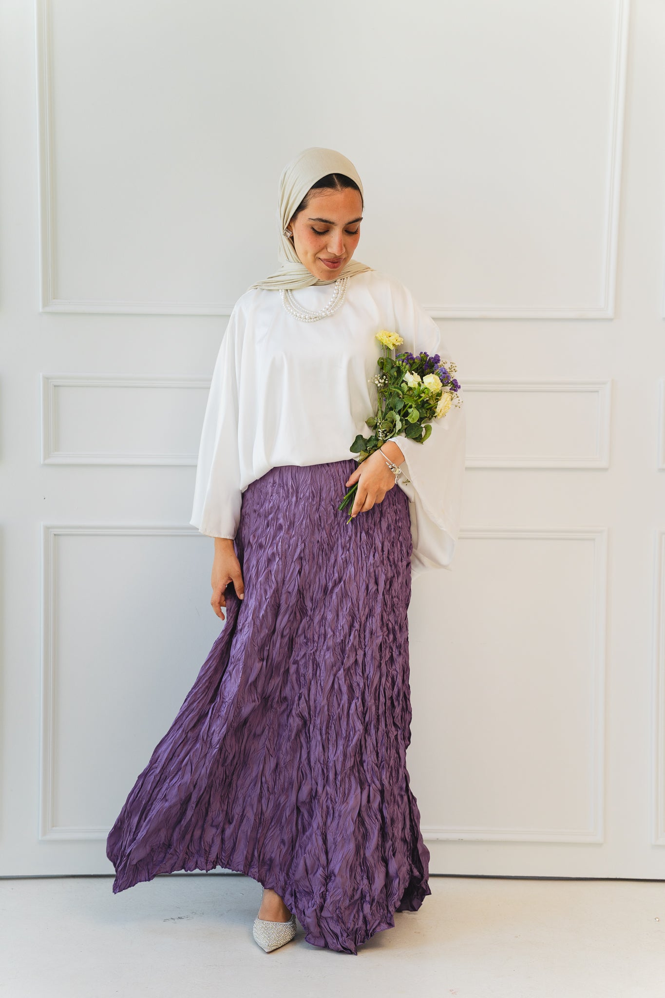 Anne Crushed skirt in Mauve