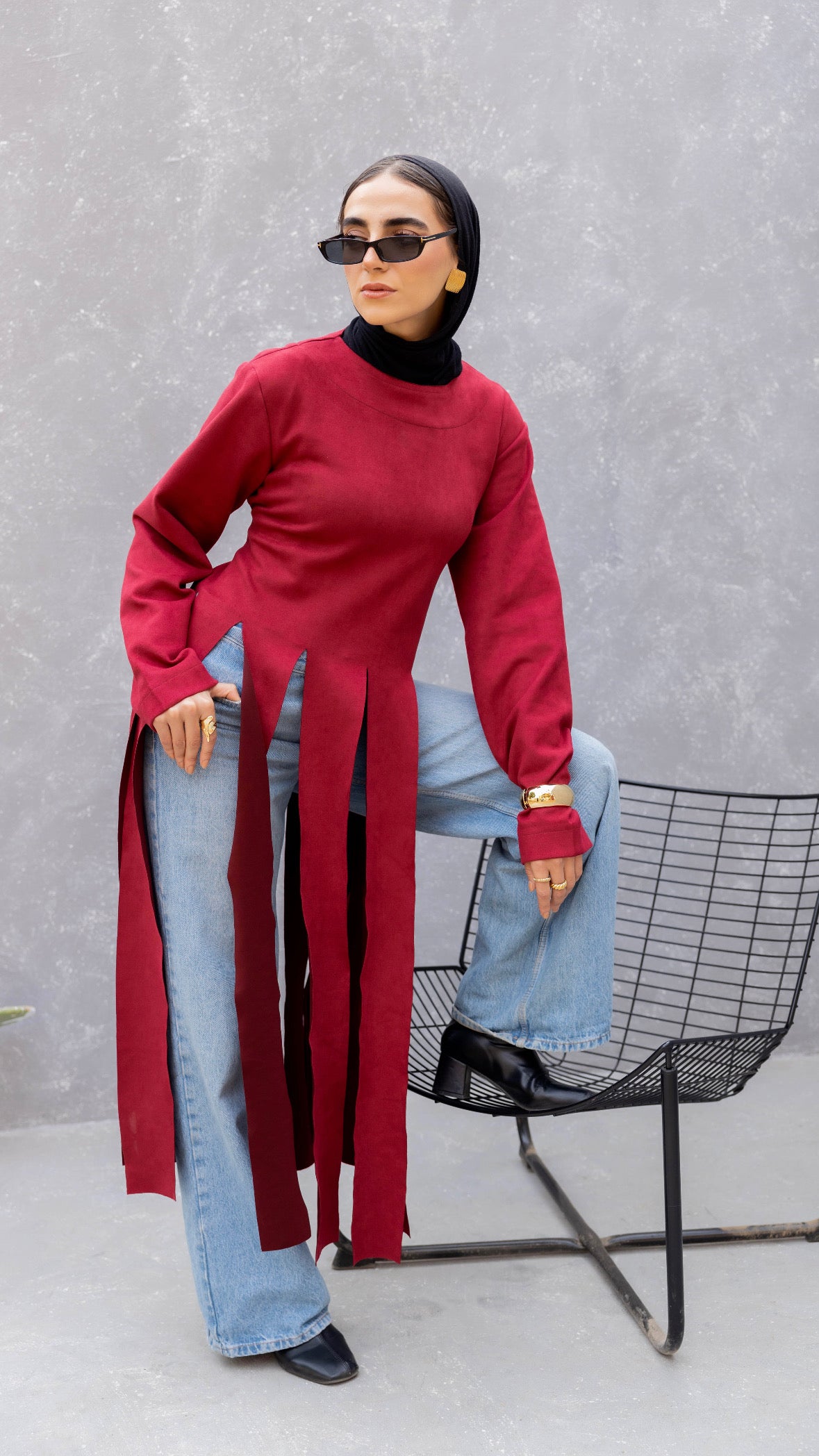 Fall in Fringes Top in Burgundy