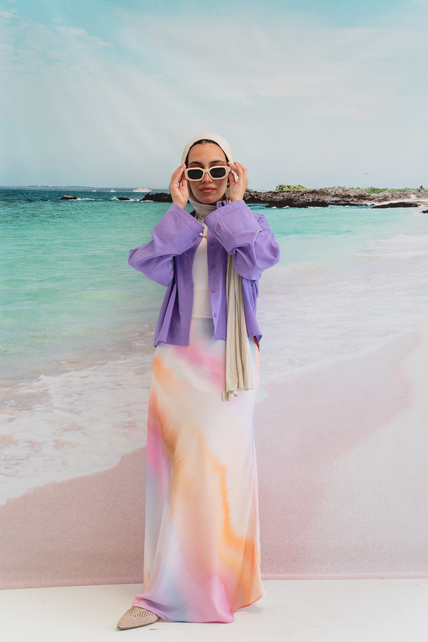 Pastel cloud cropped shirt in Lilac
