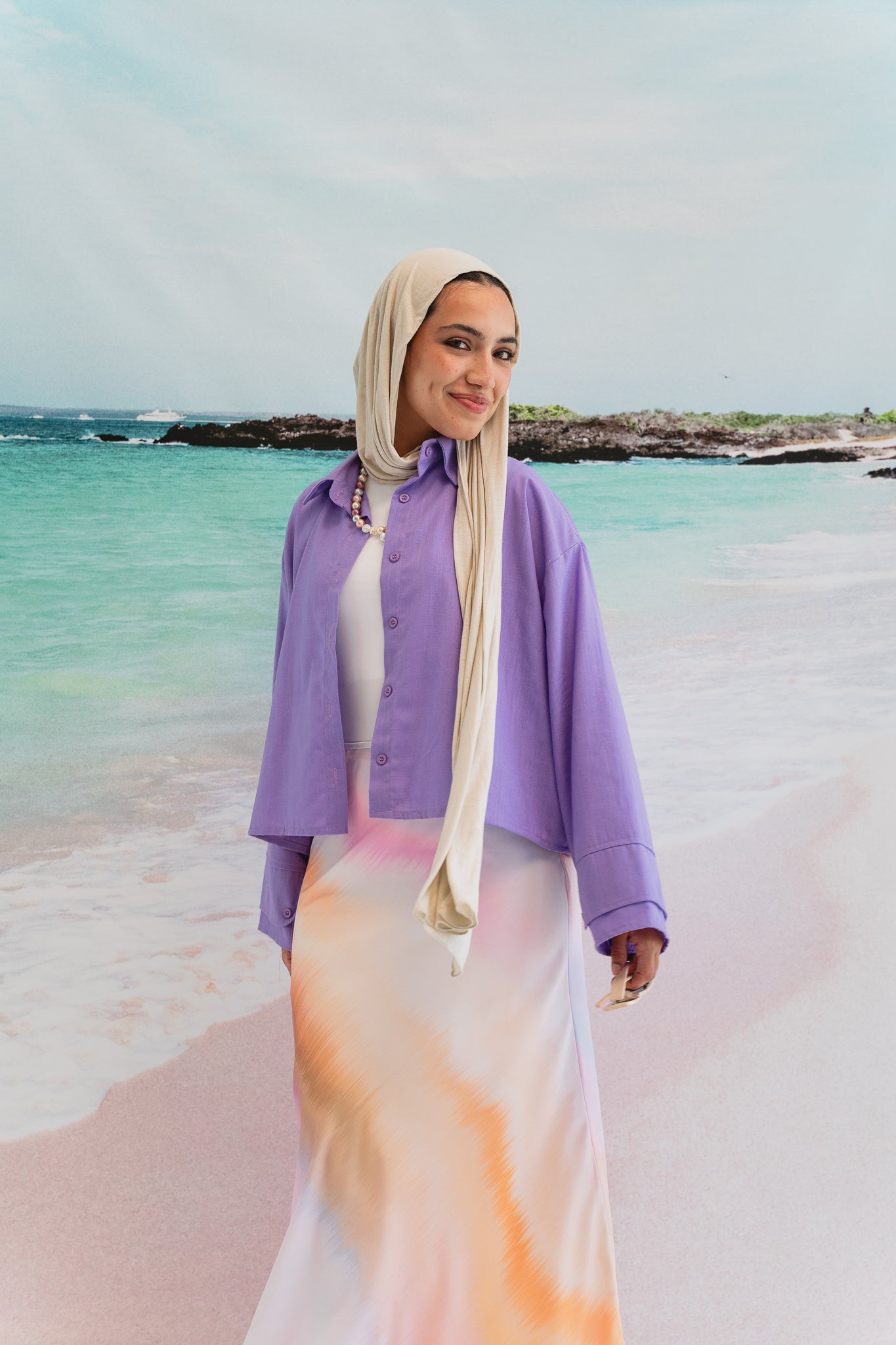 Pastel cloud cropped shirt in Lilac