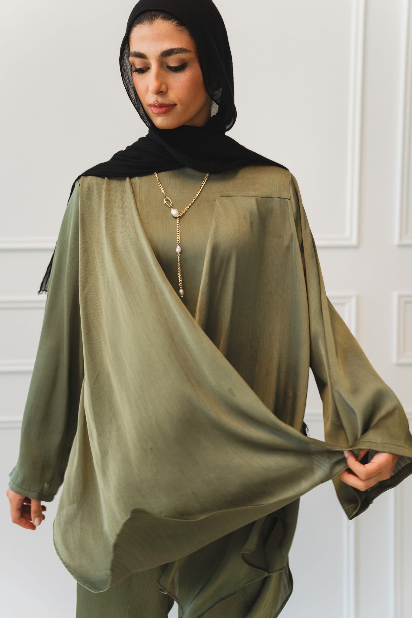 Luxe Drapped Set in Olive