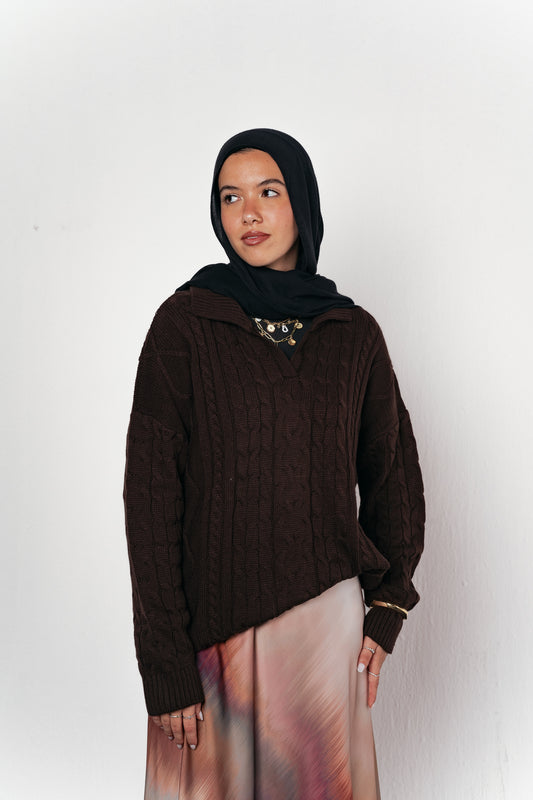 Knit Heaven Pullover in Brown