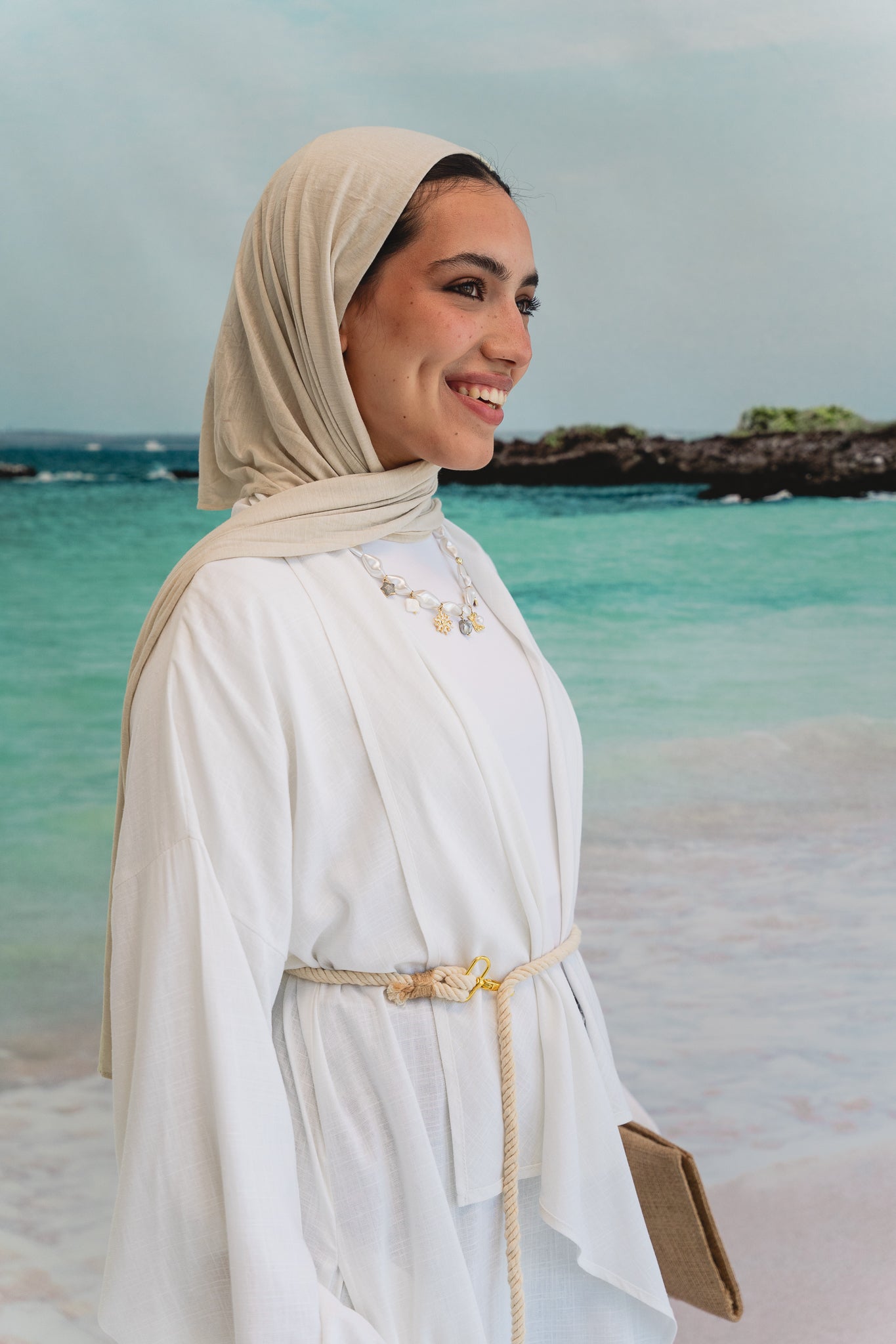 Asymmetrical Linen Petal kimono in White