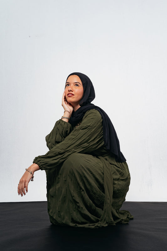 Nazly Crushed Dress in Olive