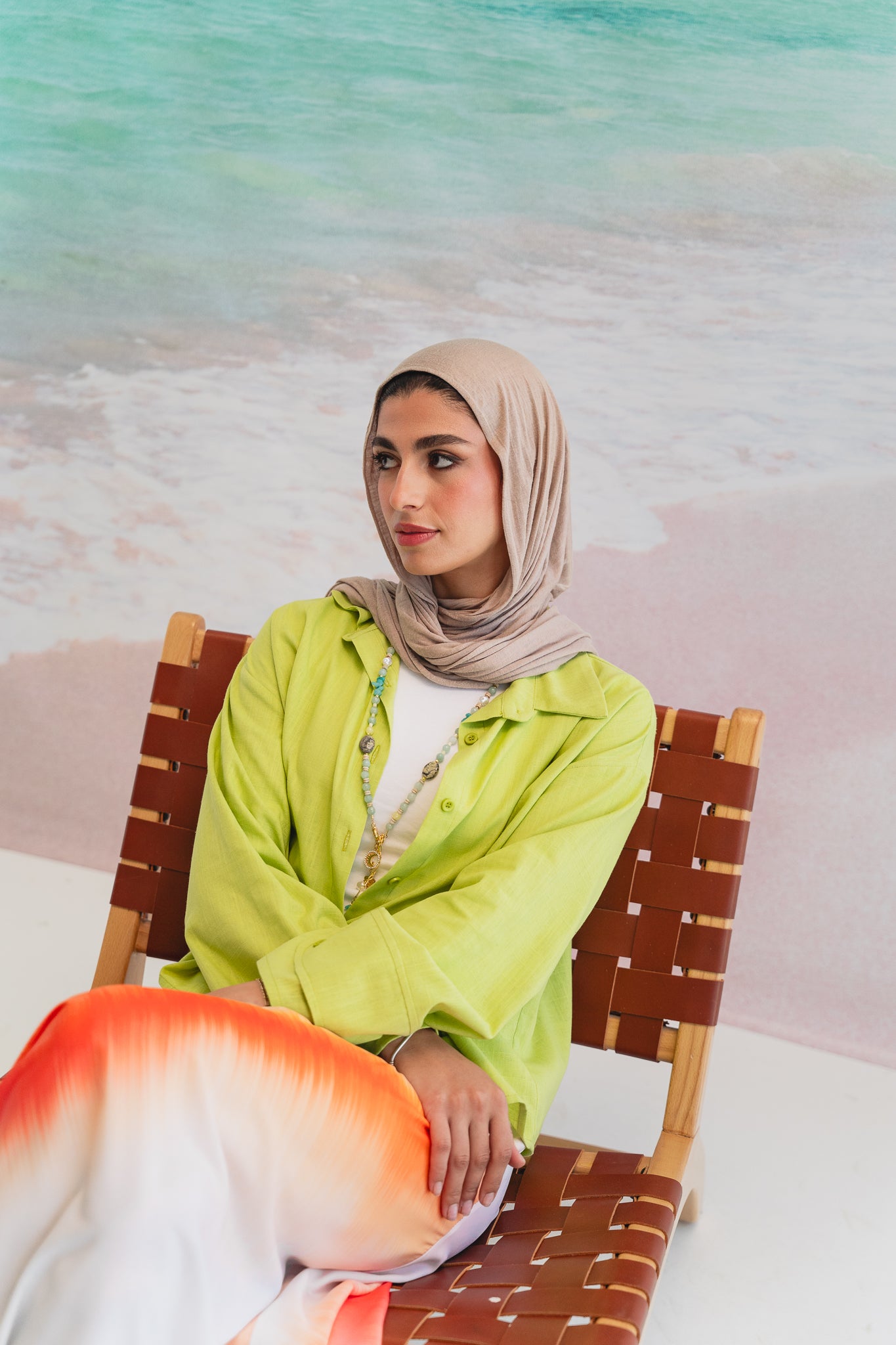 Pastel cloud cropped shirt in Lime