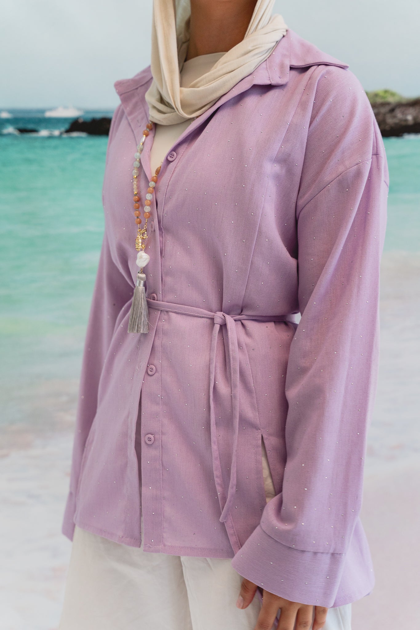 Studded Glam shirt in Lilac