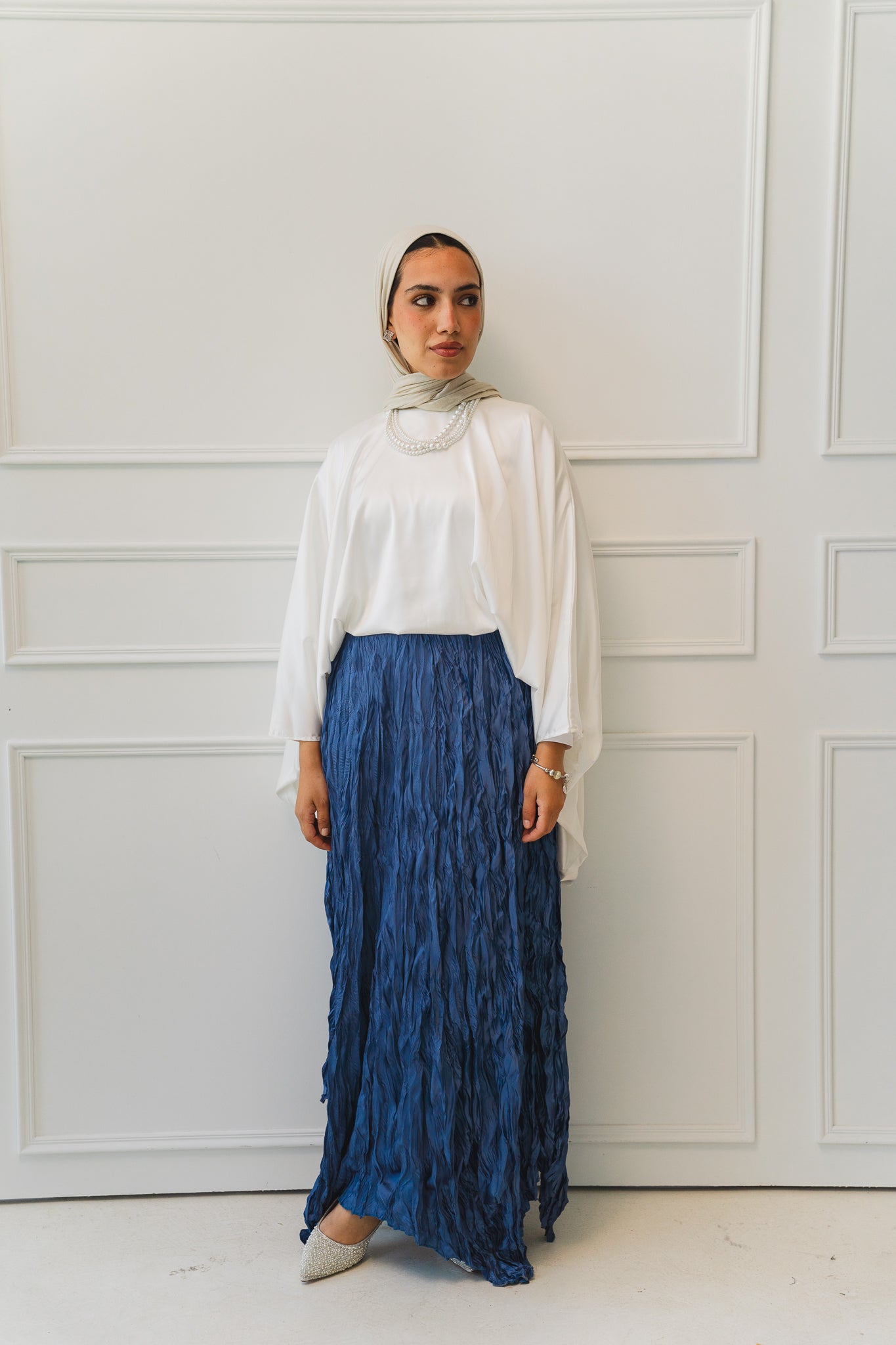 Anne Crushed skirt in Azure blue