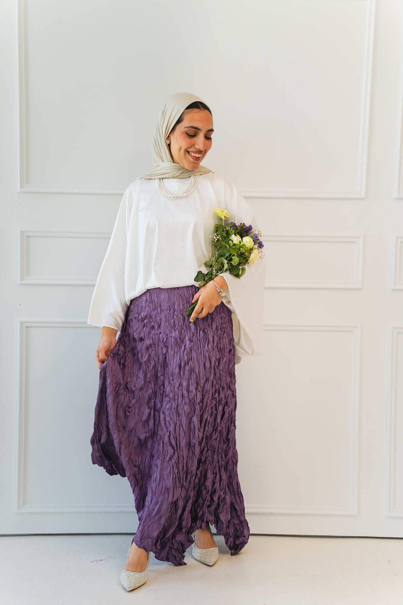Anne Crushed skirt in Mauve