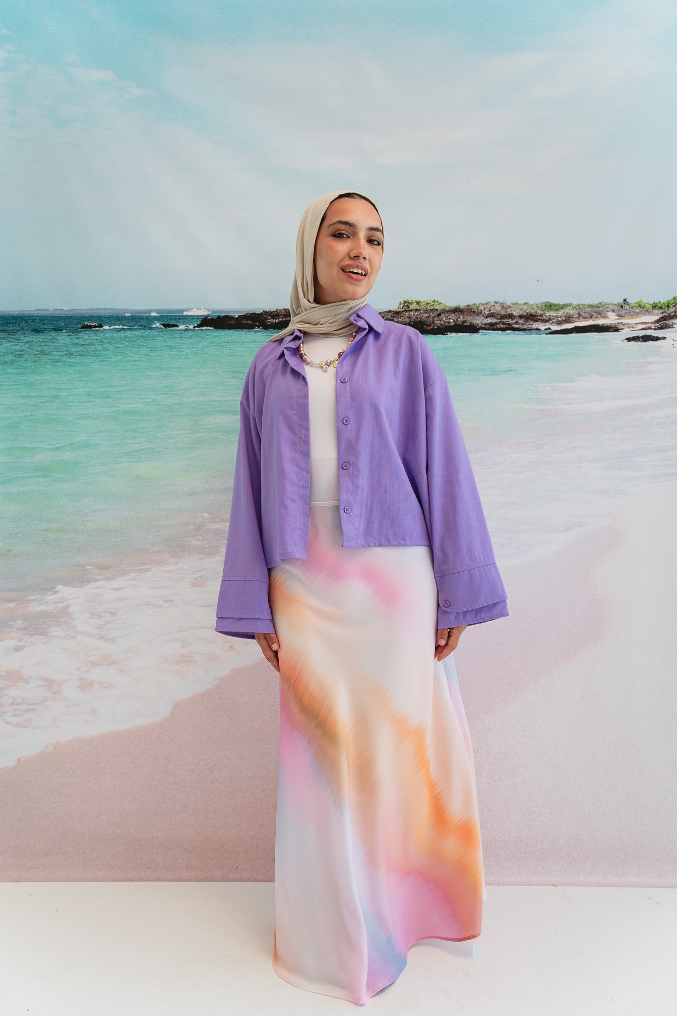 Pastel cloud cropped shirt in Lilac