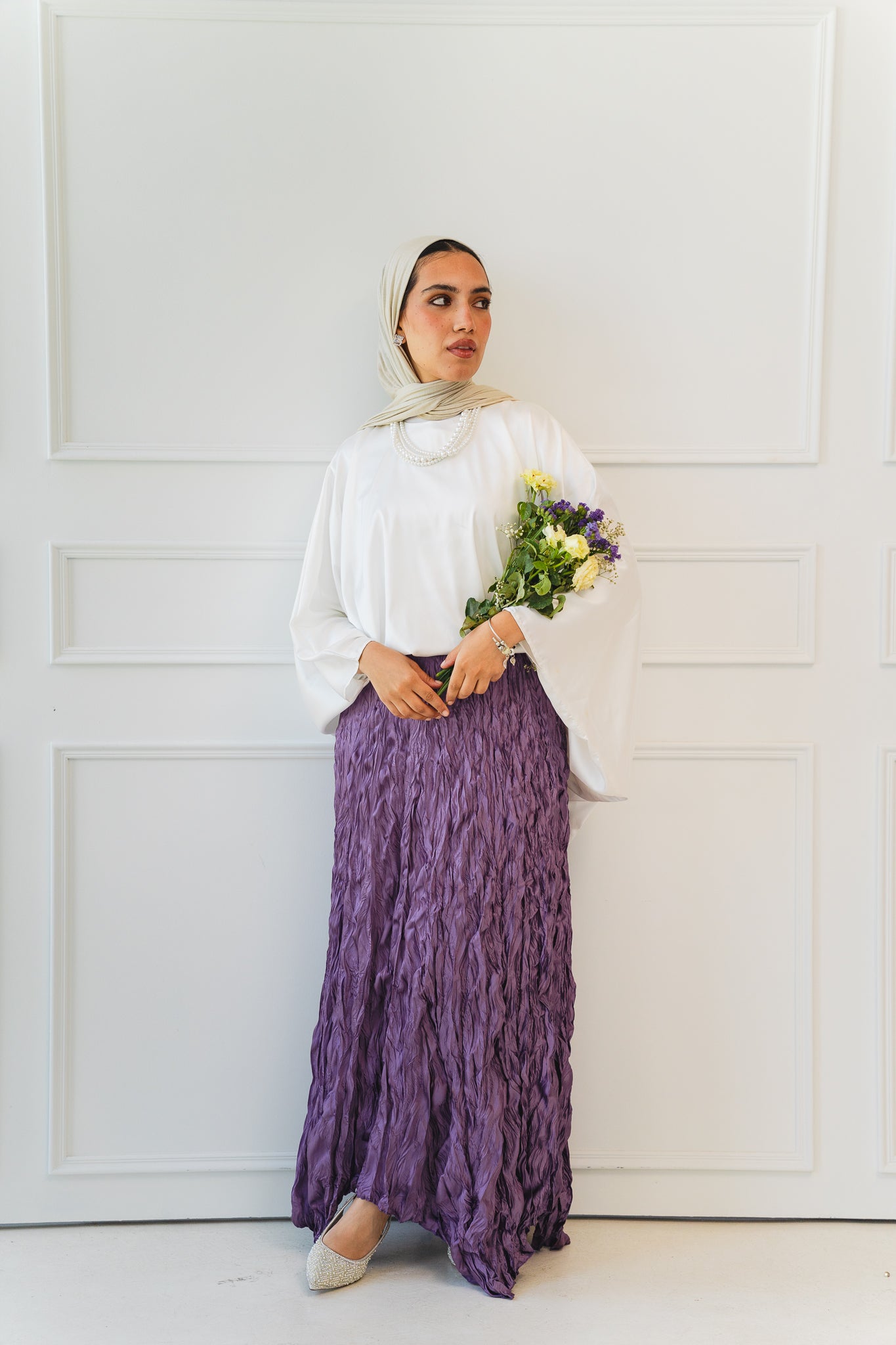Anne Crushed skirt in Mauve