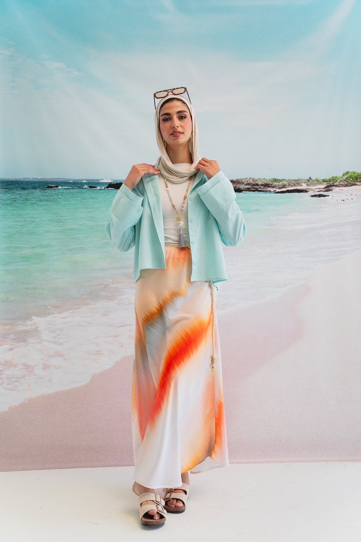 Pastel cloud cropped shirt in Aqua