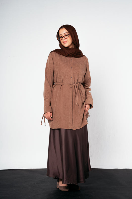 Satin skirt in brown