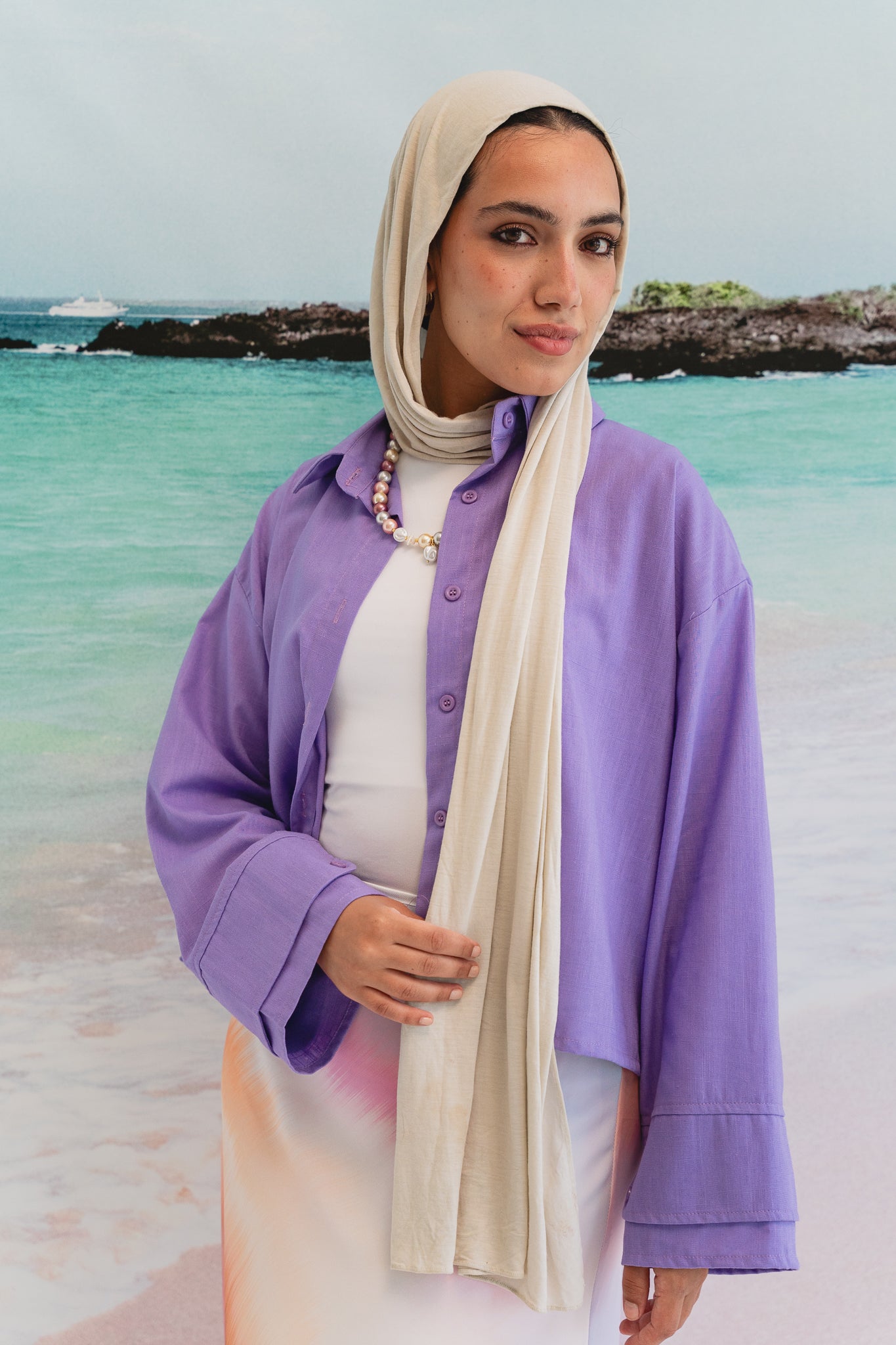 Pastel cloud cropped shirt in Lilac