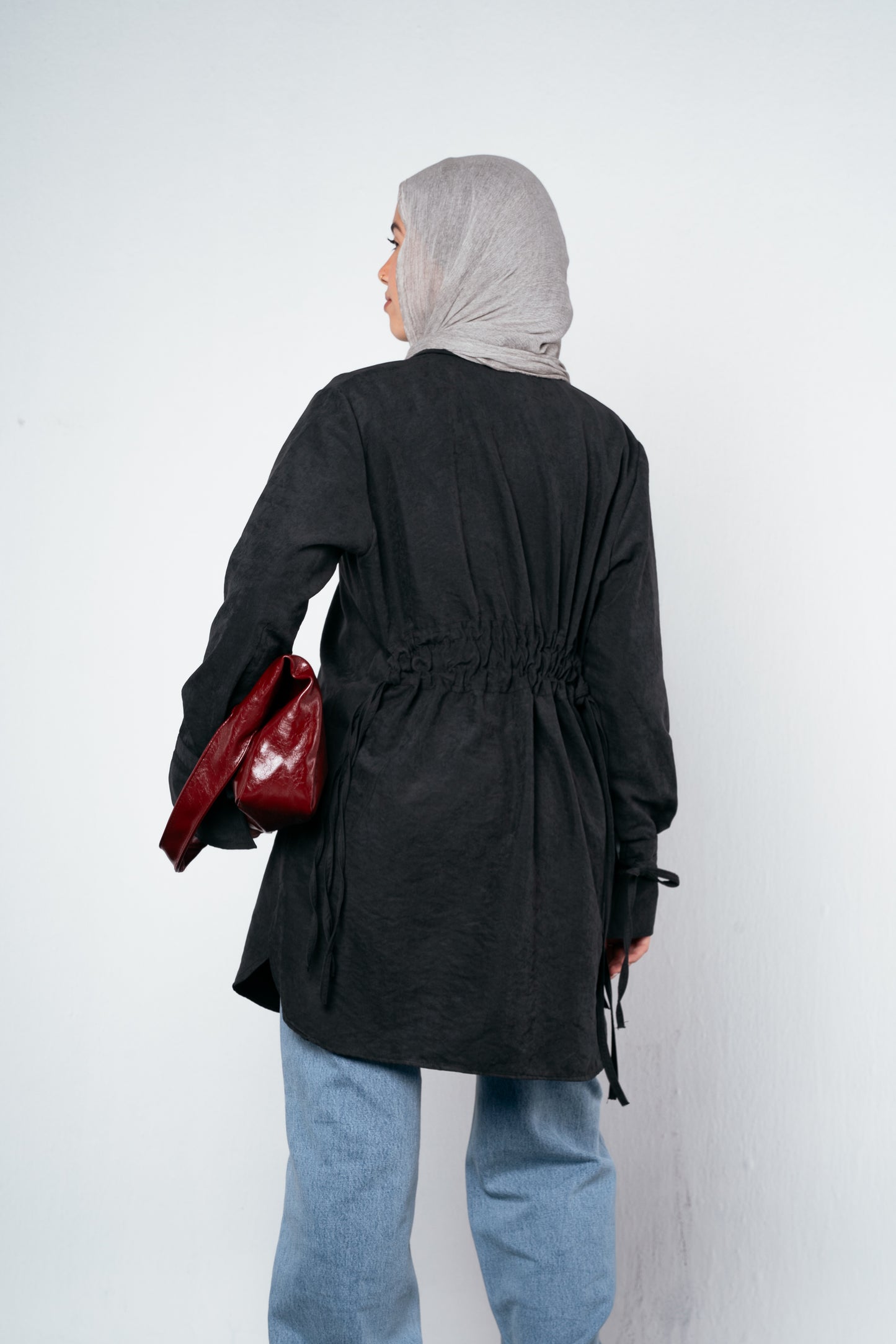 Behind Tie Shirt in Black