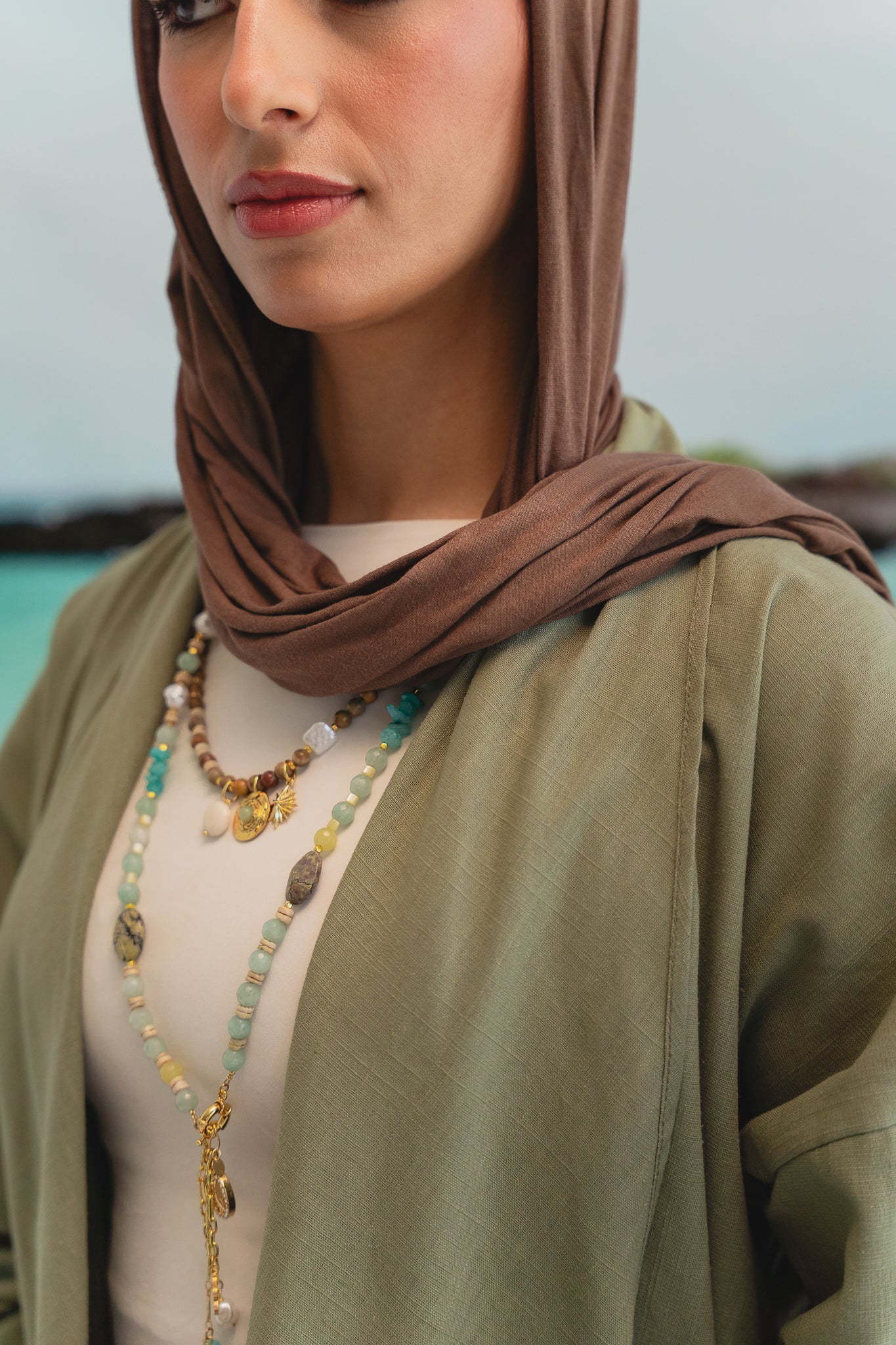 Asymmetrical Linen Petal kimono in Sage