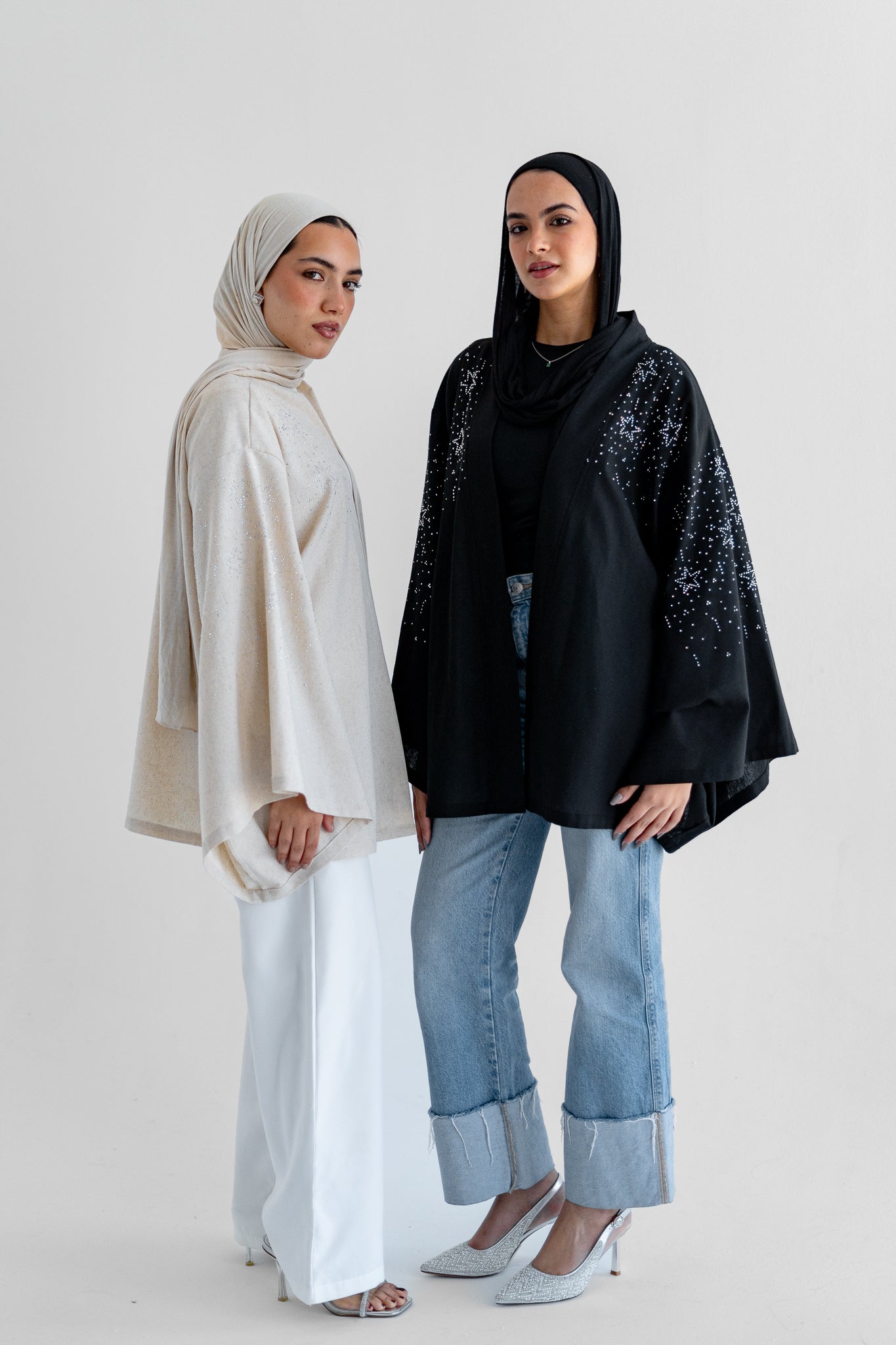 NAJMA Studded kimono in black